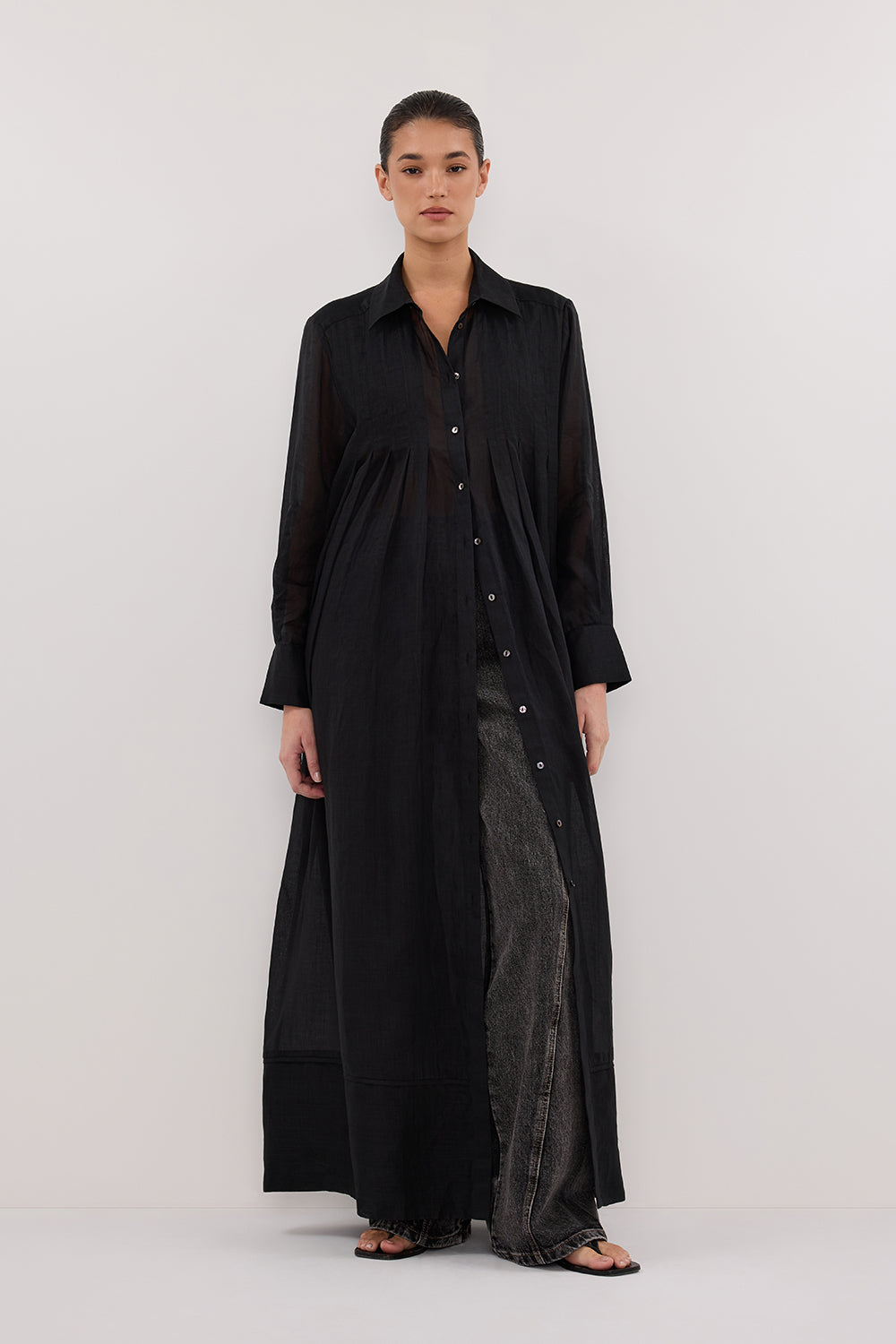 CARMEL BLACK RAMIE SHIRT DRESS