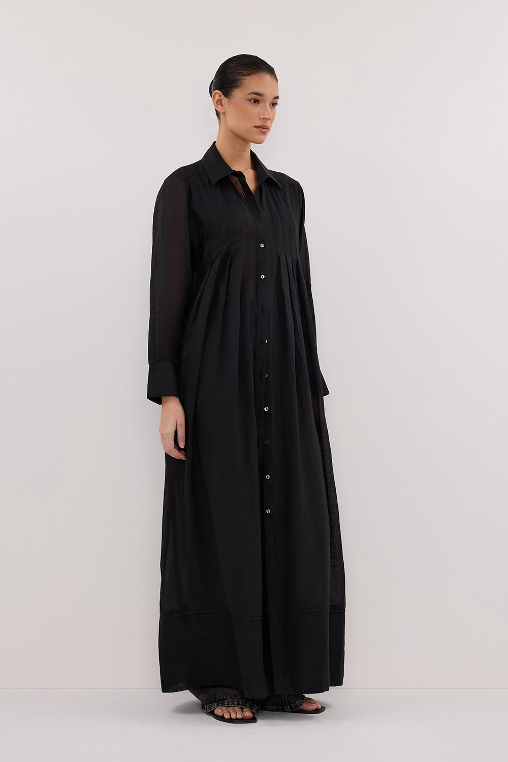 CARMEL BLACK RAMIE SHIRT DRESS