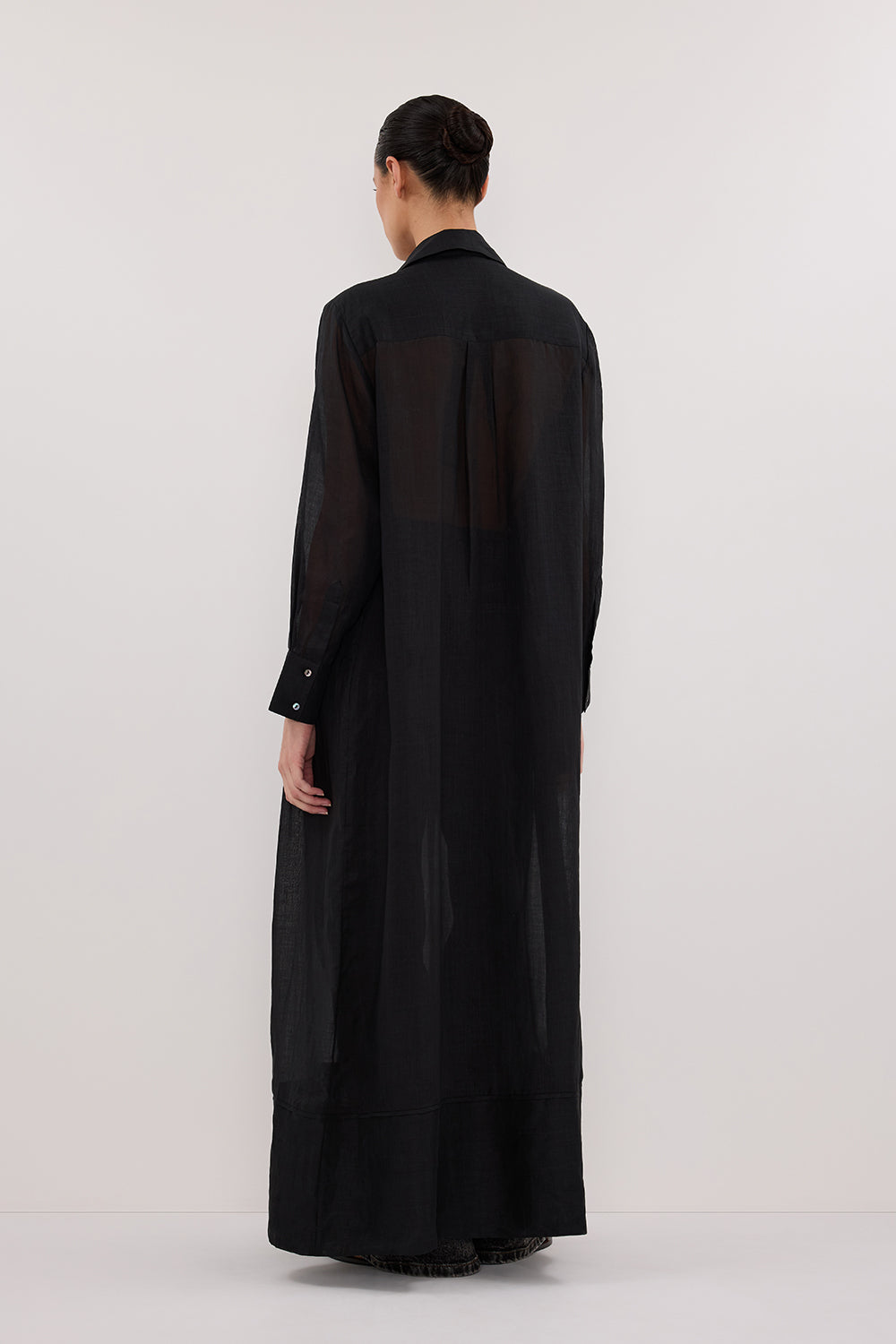 CARMEL BLACK RAMIE SHIRT DRESS