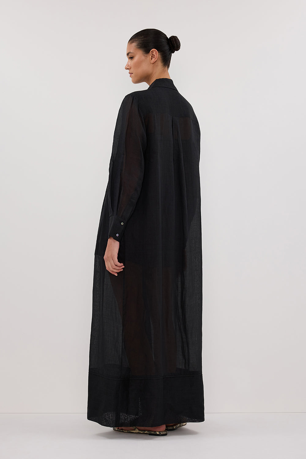 CARMEL BLACK RAMIE SHIRT DRESS