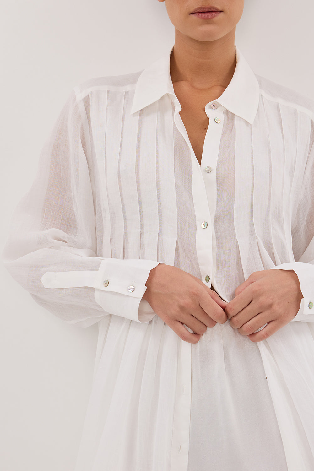 CARMEL WHITE RAMIE SHIRT DRESS – DISSH