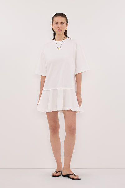 NOAH WHITE RUFFLE MINI DRESS – DISSH