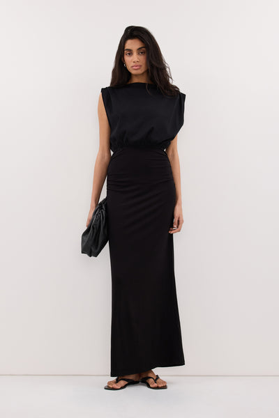 black.maxi dress Yulia Maxi - Black | Elegant Maxi Dress hugging silhouette will ensure you stand out from the crowd at your next social gathering. Liora Sleeveless Maxi Dress in