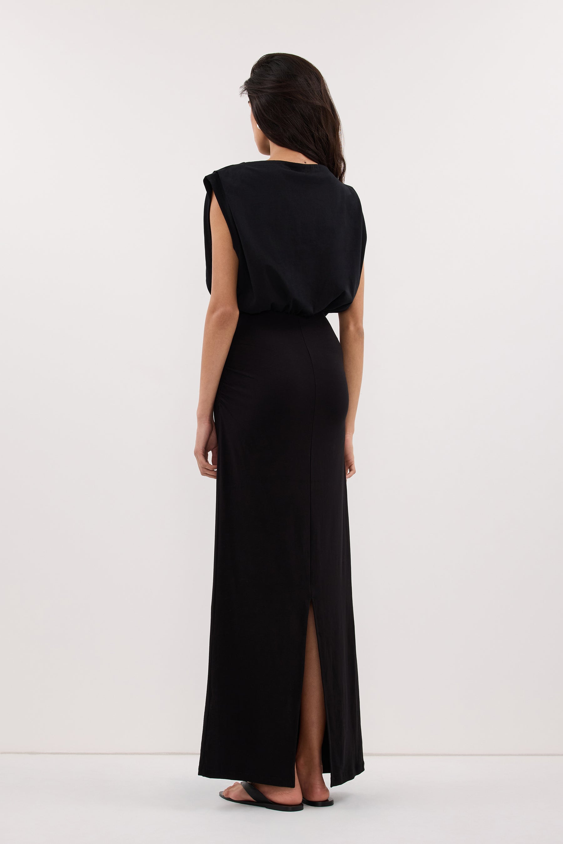 black maxi dress no sleeves Plus Size Dress/Loose Kaftan/Casual Sleeveless Dress/Front Zipper Dress/Oversize Tunic/No Sleeve Cotton METD0017 Tucks at shoulders Sleeveless Mesh Insert Maxi Dress