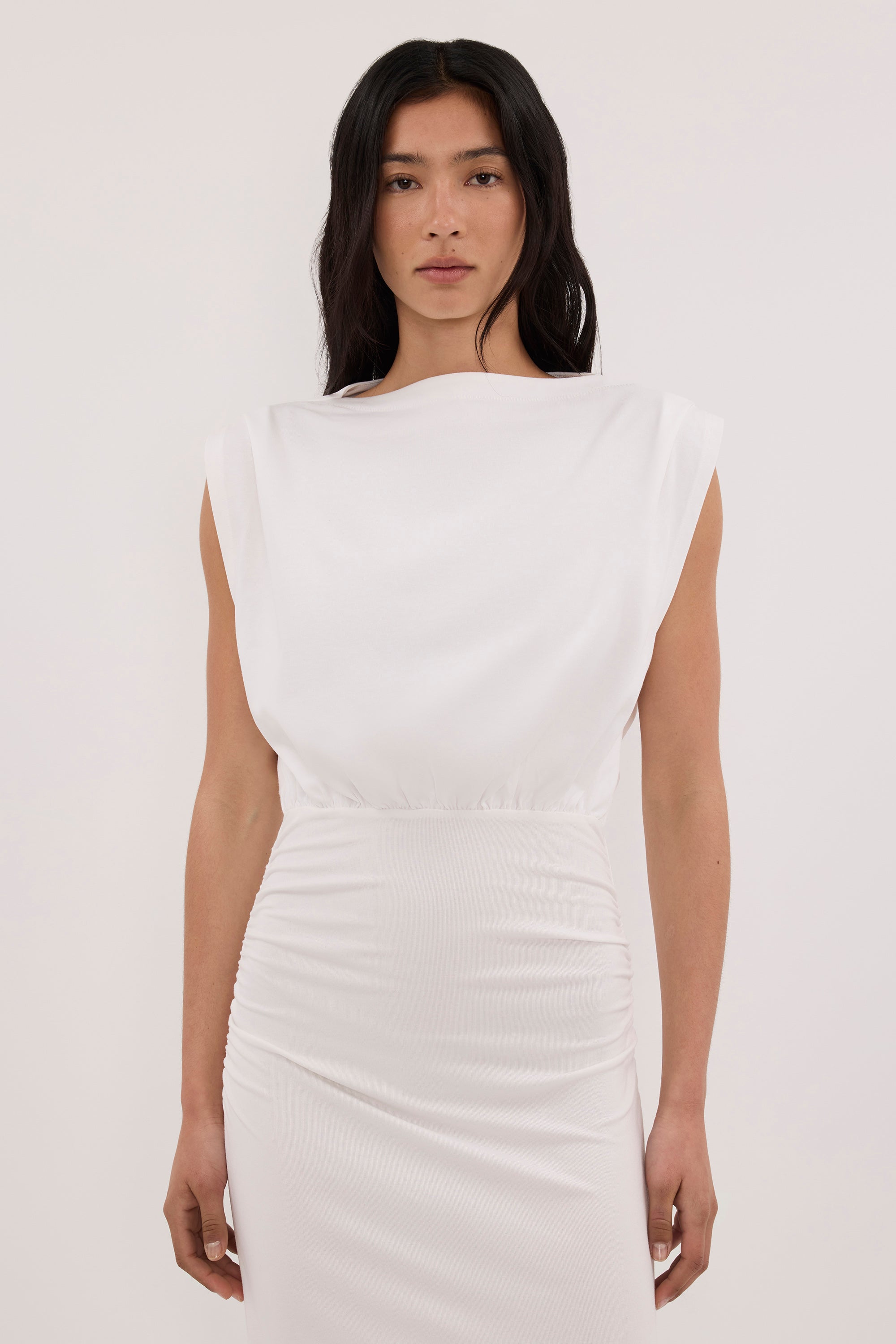 LIORA WHITE SLEEVELESS MAXI DRESS