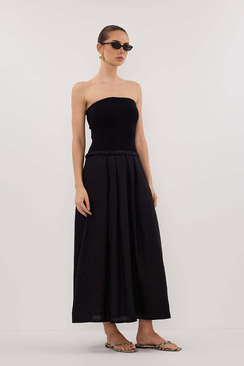 COCO BLACK HYBRID MIDI DRESS DISSH COCO BLACK HYBRID MIDI DRESS DISSH