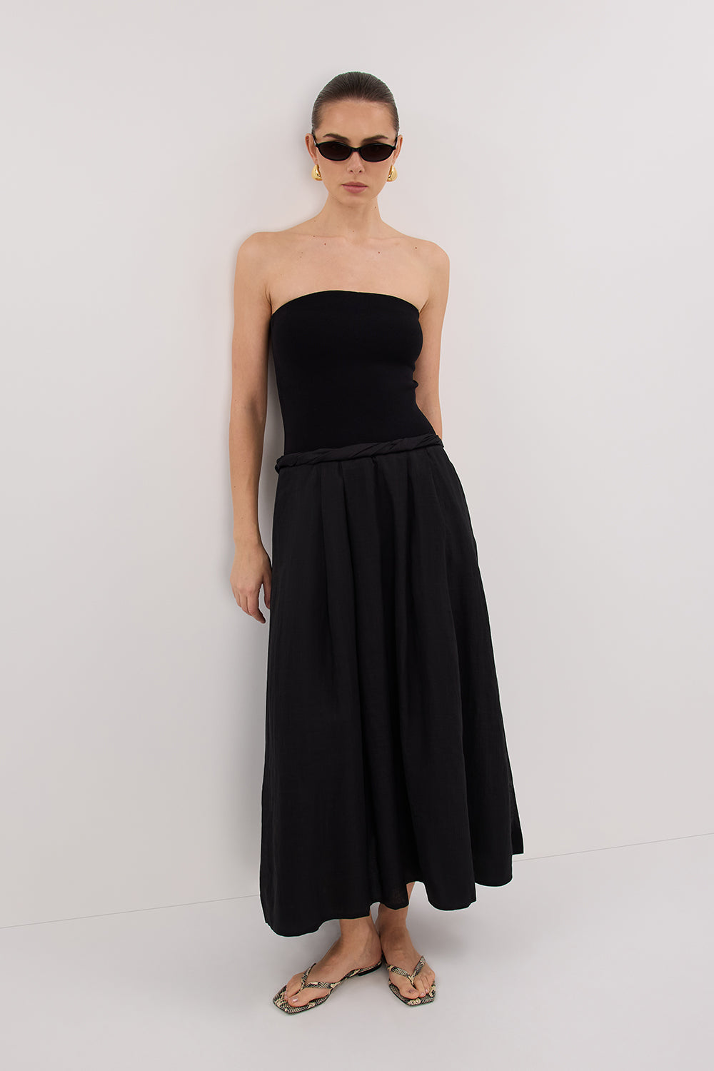 COCO BLACK HYBRID MIDI DRESS DISSH COCO BLACK HYBRID MIDI DRESS DISSH