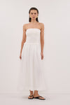 COCO WHITE STRAPLESS HYRBID MIDI DRESS