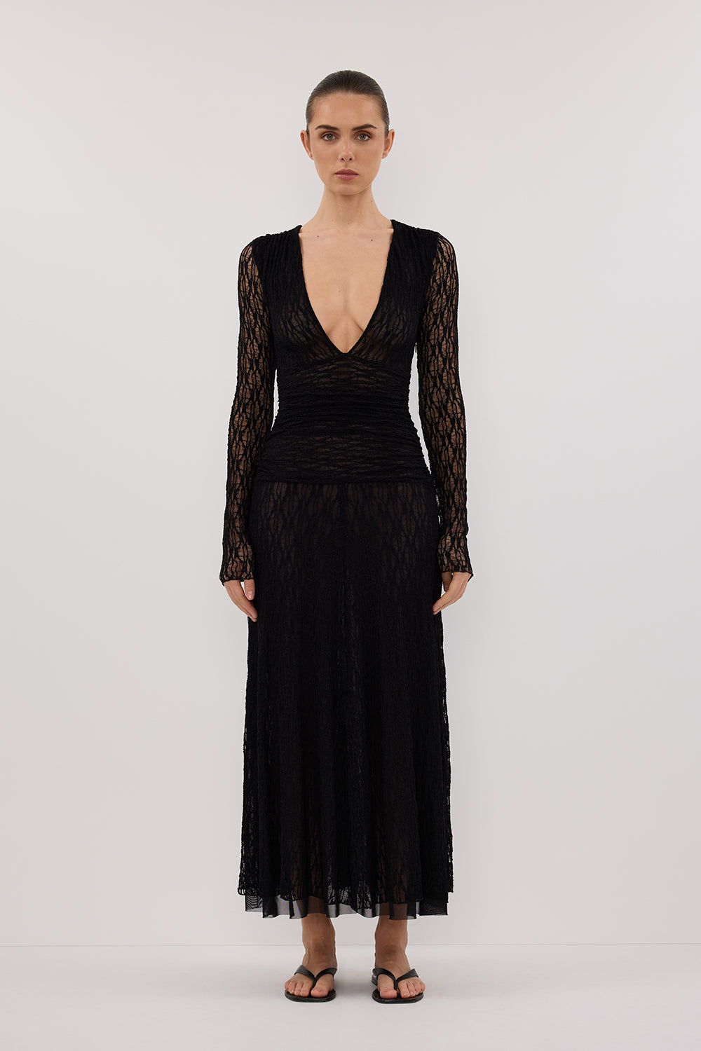 LIZZIE BLACK LACE LONG SLEEVE MAXI DRESS