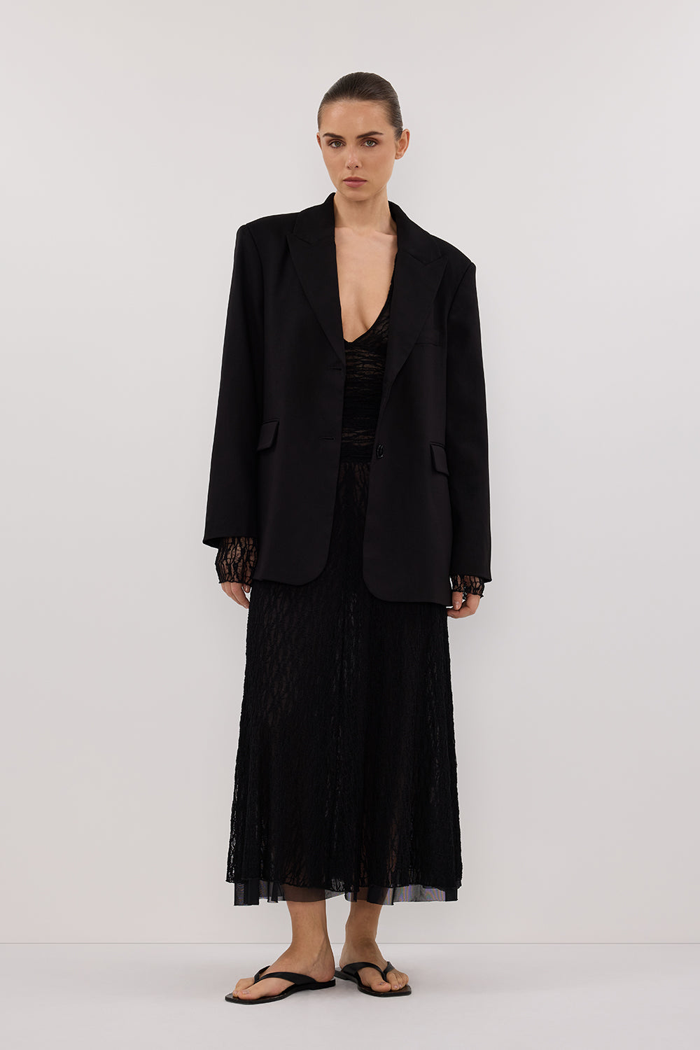 LIZZIE BLACK LACE LONG SLEEVE MAXI DRESS