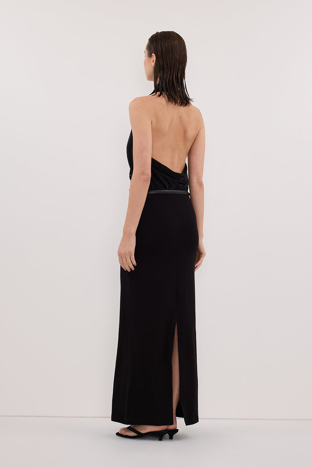 Felicity Sleeveless Halter Midi Dress in Black By DISSH Felicity Sleeveless Halter Midi Dress in Black By DISSH