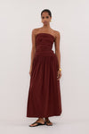 SHARI SAHARA STRAPLESS BANDEAU MIDI DRESS