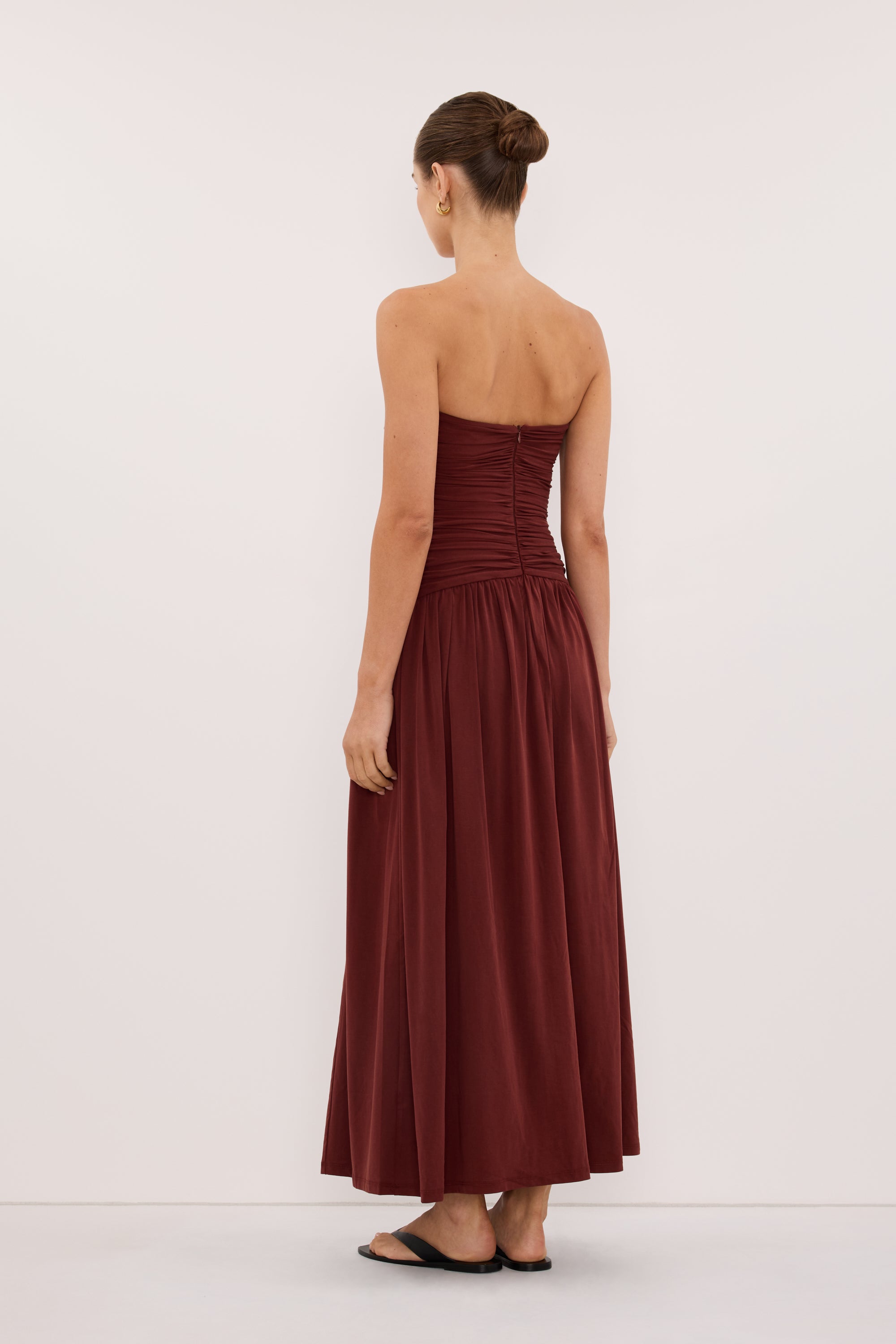 SHARI SAHARA STRAPLESS BANDEAU MIDI DRESS