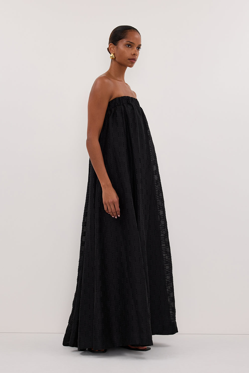 ELBA BLACK SHEER STRAPLESS DRESS