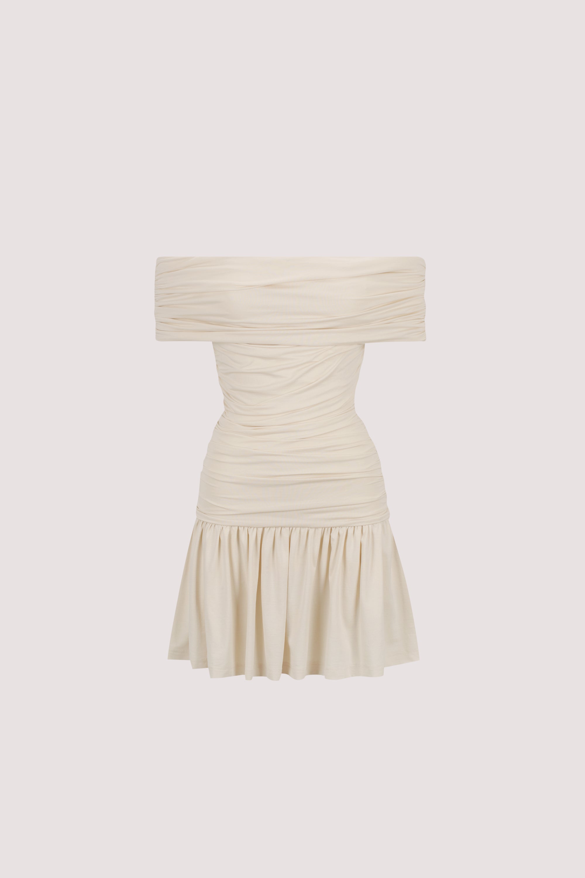 Fez Off Shoulder Mini Dress in Bone By DISSH Fez Off Shoulder Mini Dress in Bone By DISSH