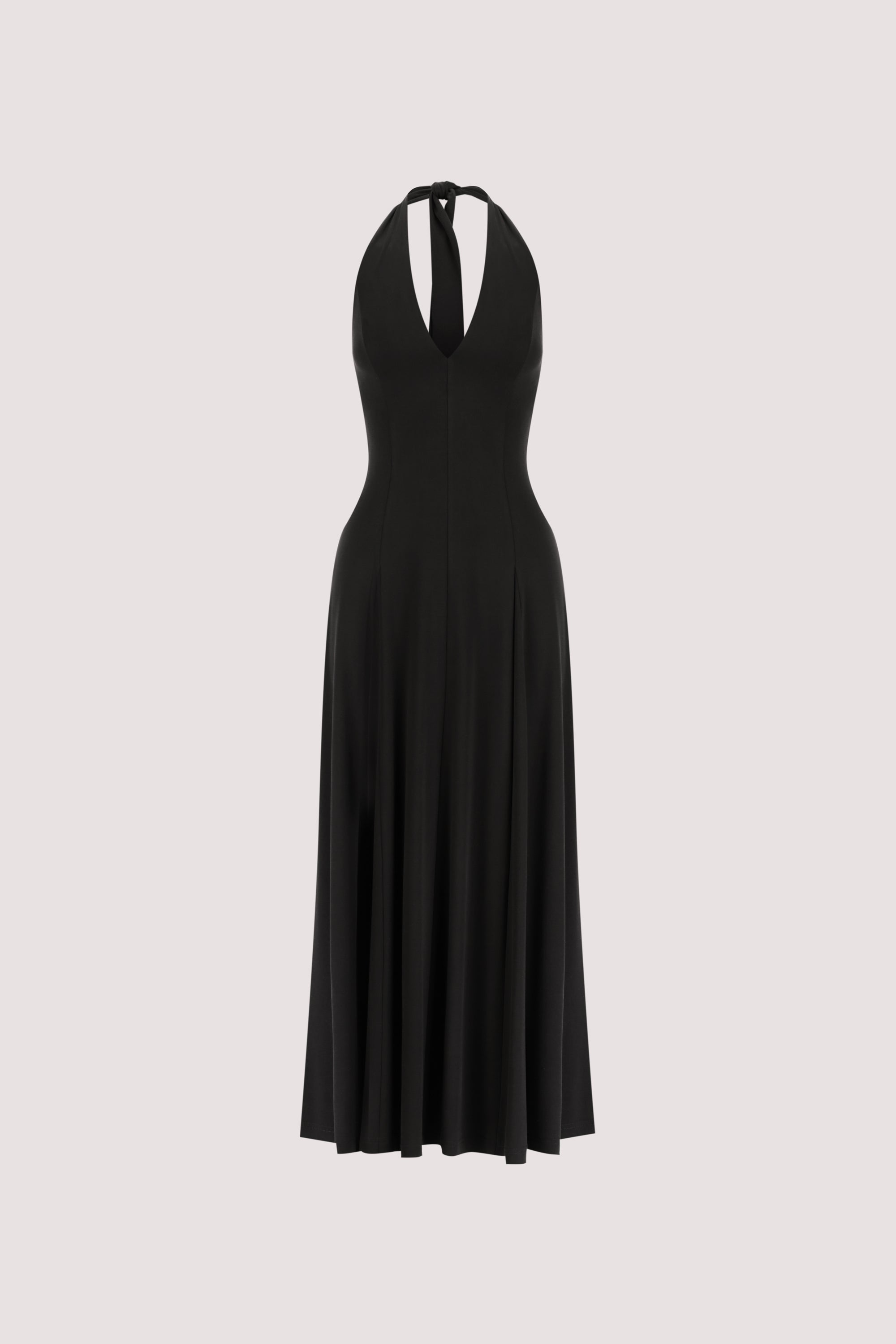 LYNN BLACK HALTER MIDI DRESS – DISSH