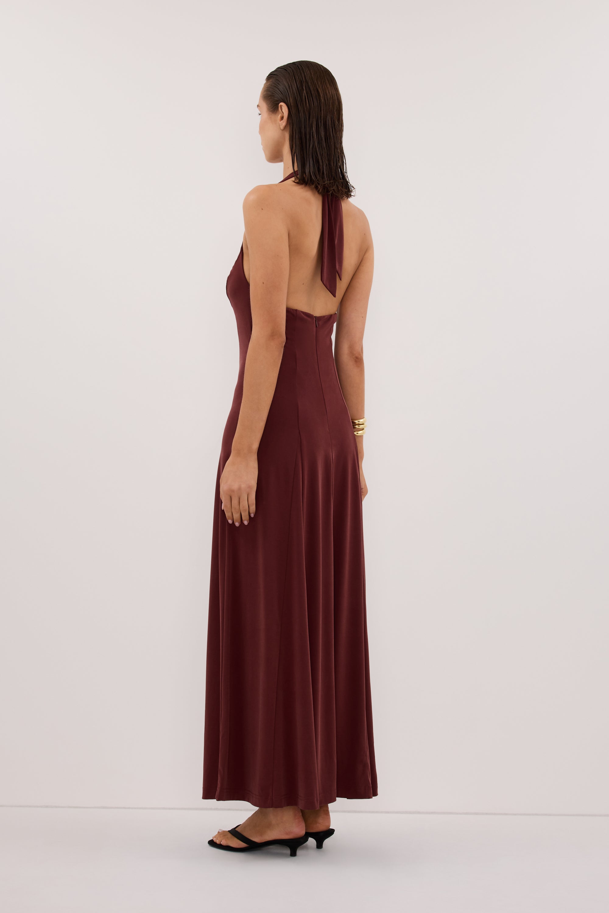 Lynn Halter Sleeveless Midi Dress in Sahara Red By DISSH Lynn Halter Sleeveless Midi Dress in Sahara Red By DISSH