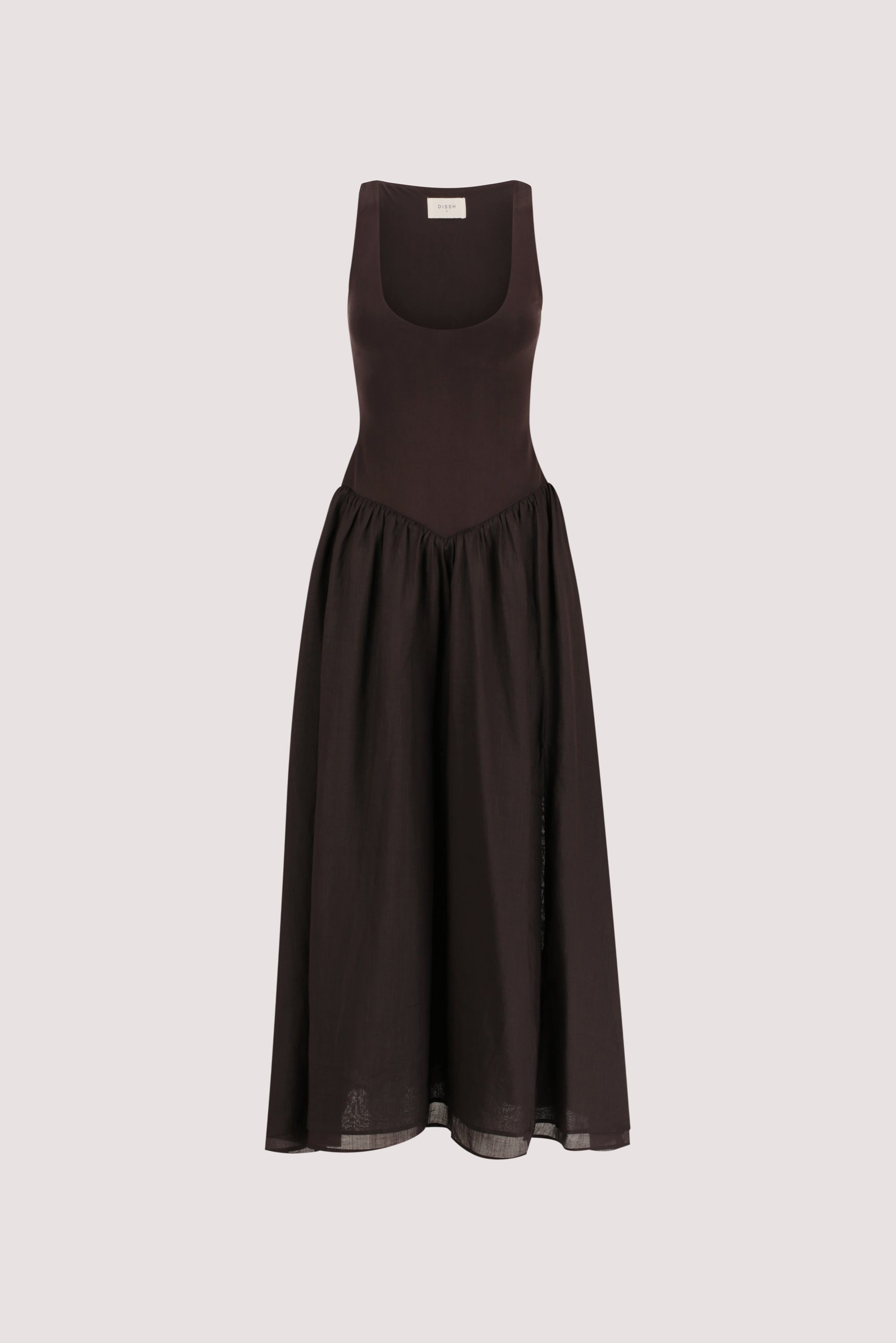 SKYLER BURNT CHOC HYBRID MIDI DRESS