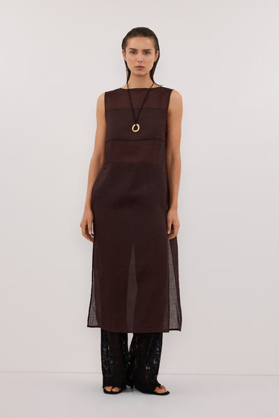 ウォーキング・ランニングウェア charbon REDA WOOL SPLASH DYE SLEEVELESS KAI BURNT CHOC RAMIE TUNIC TOP – DISSH