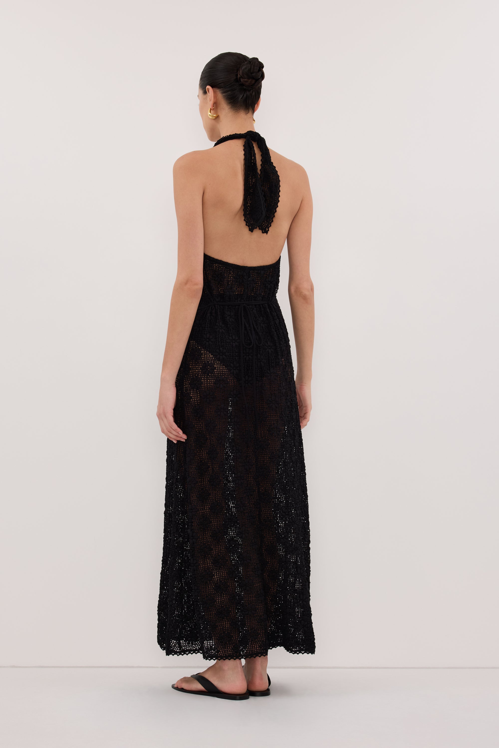 crochet halter midi dress Voxelle Women Rainbow Crochet Halter Midi Dress voxelle