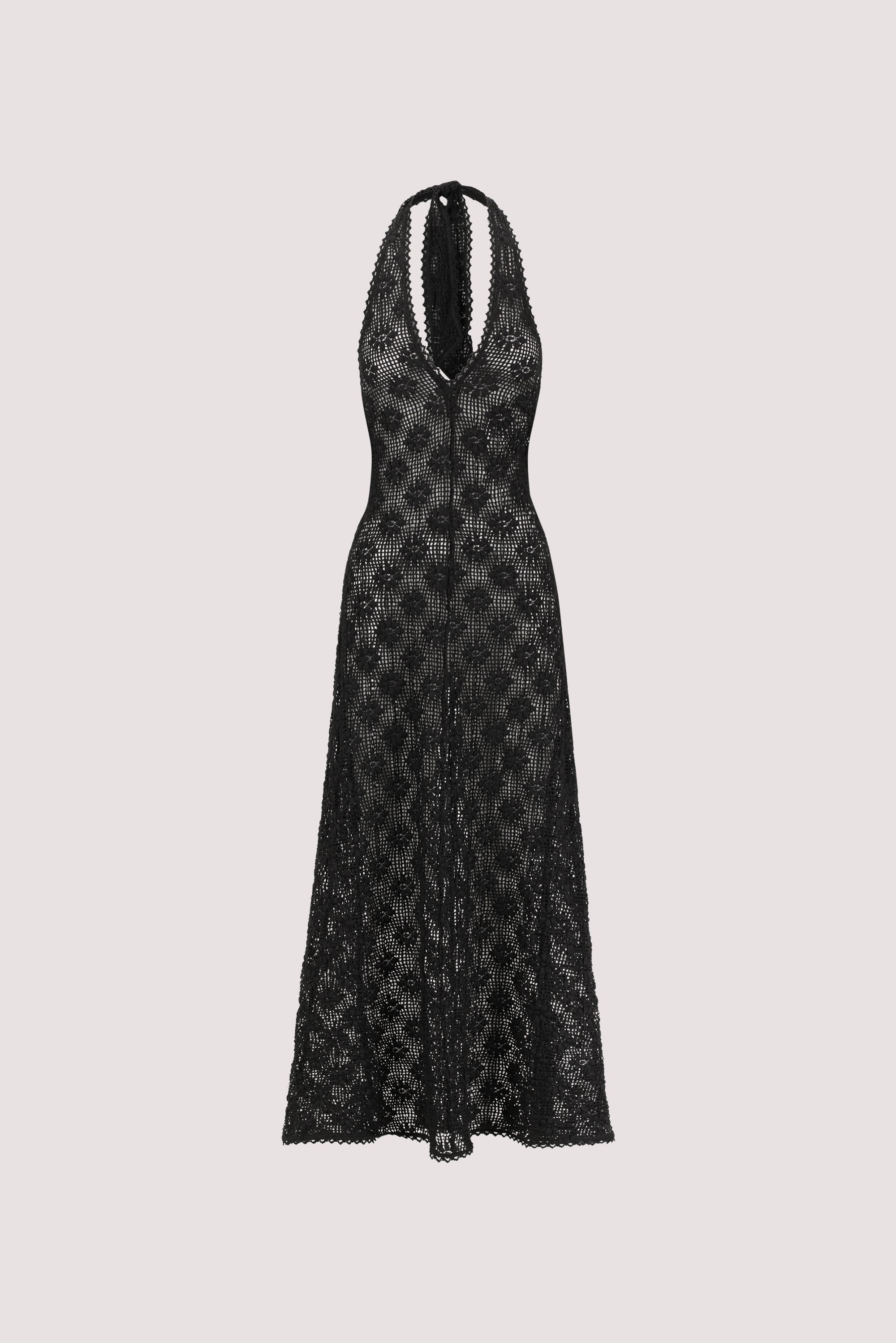AGNES BLACK CROCHET HALTER DRESS
