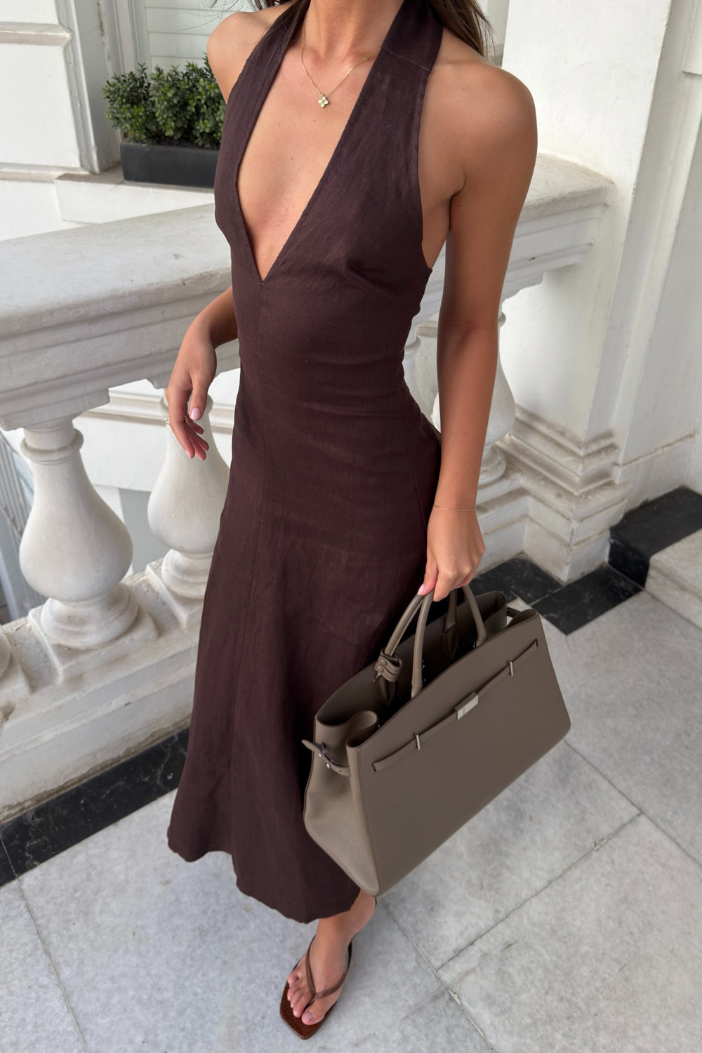 dissh brown linen dress SKY BURNT CHOC – Dorothy Lynch 32 oz Sleeveless choc 100% linen Size:6.5 US / 4 UK black flats