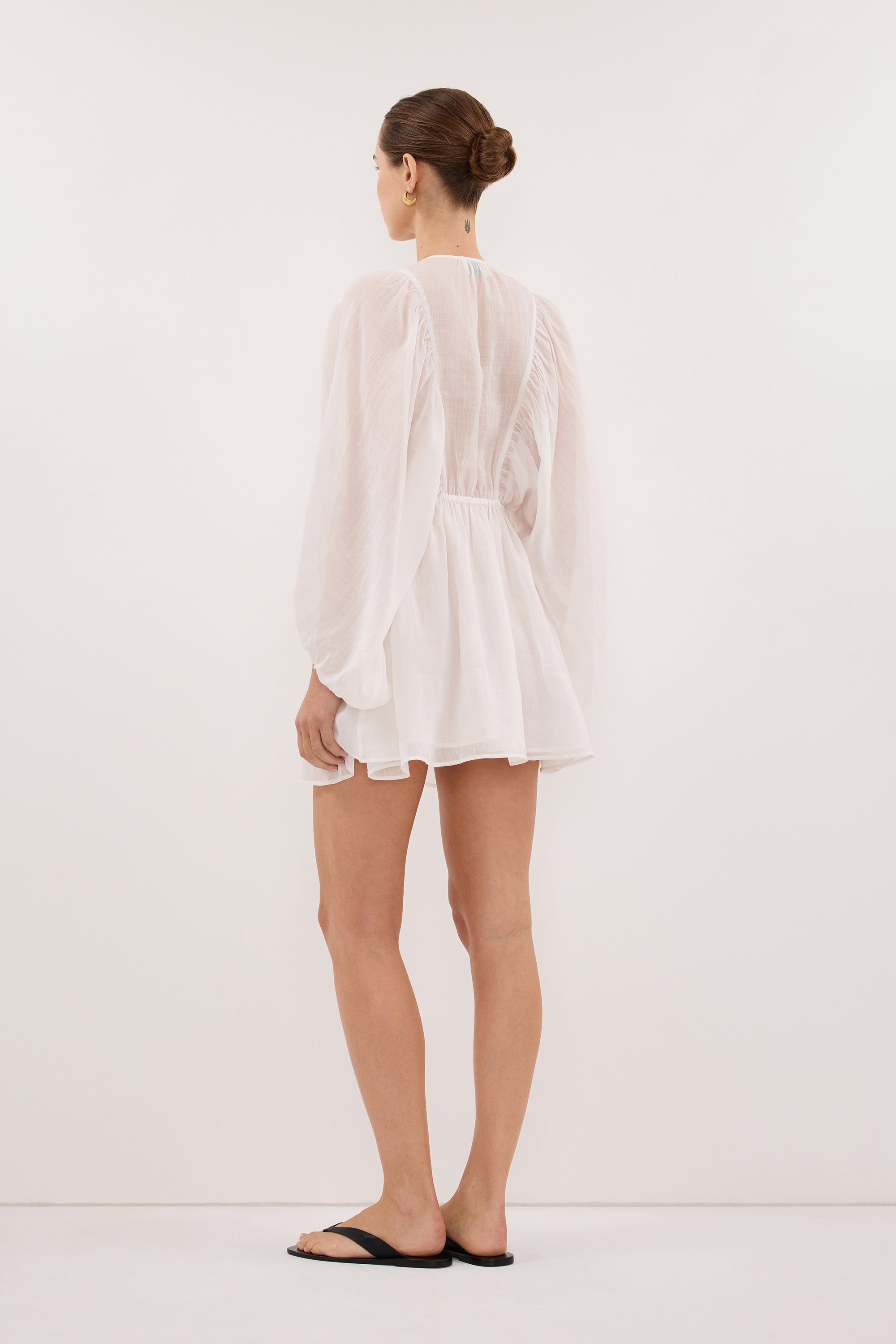 BRIELLE WHITE RAMIE MINI DRESS