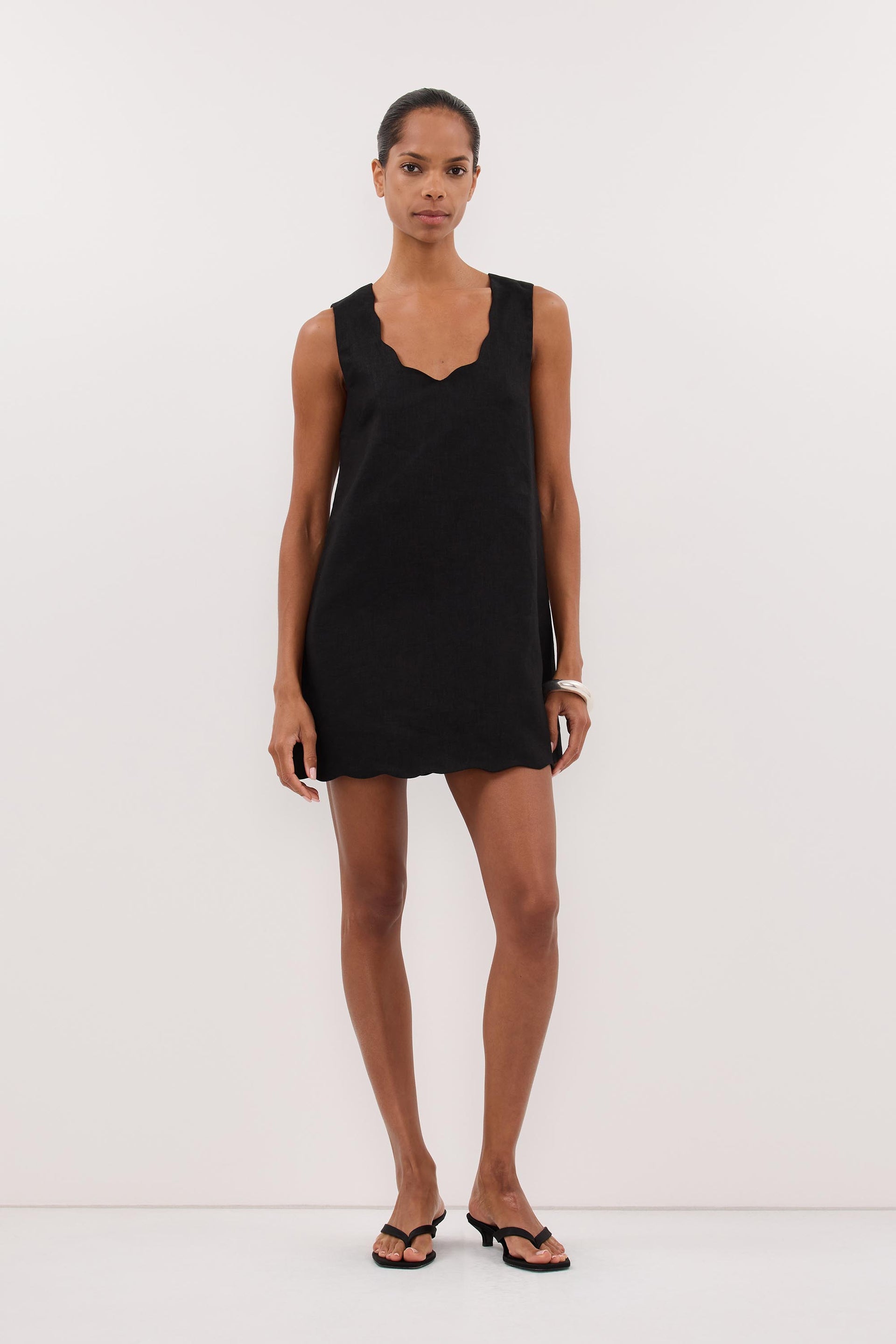 Lela Sleeveless Linen Mini Dress in Black By DISSH Lela Sleeveless Linen Mini Dress in Black By DISSH