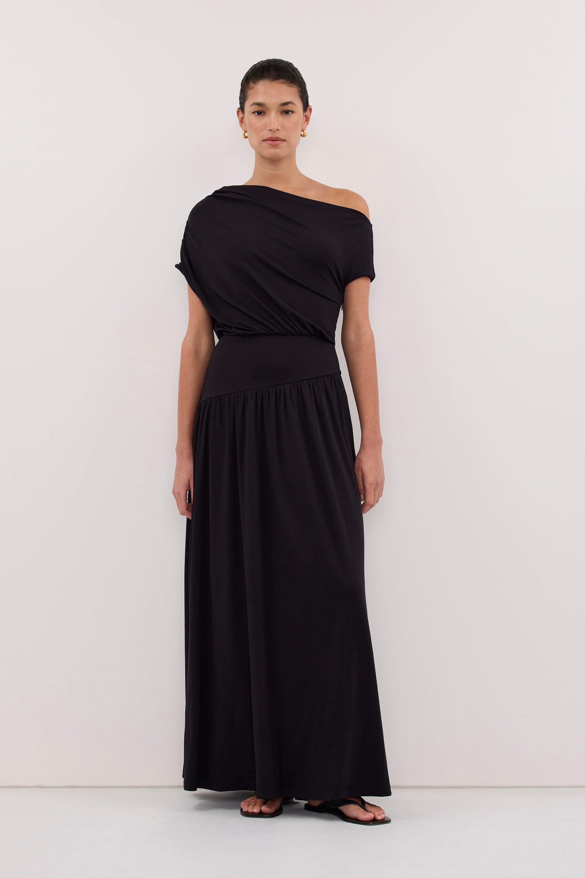 ELSIE BLACK MODAL ASYM MAXI DRESS