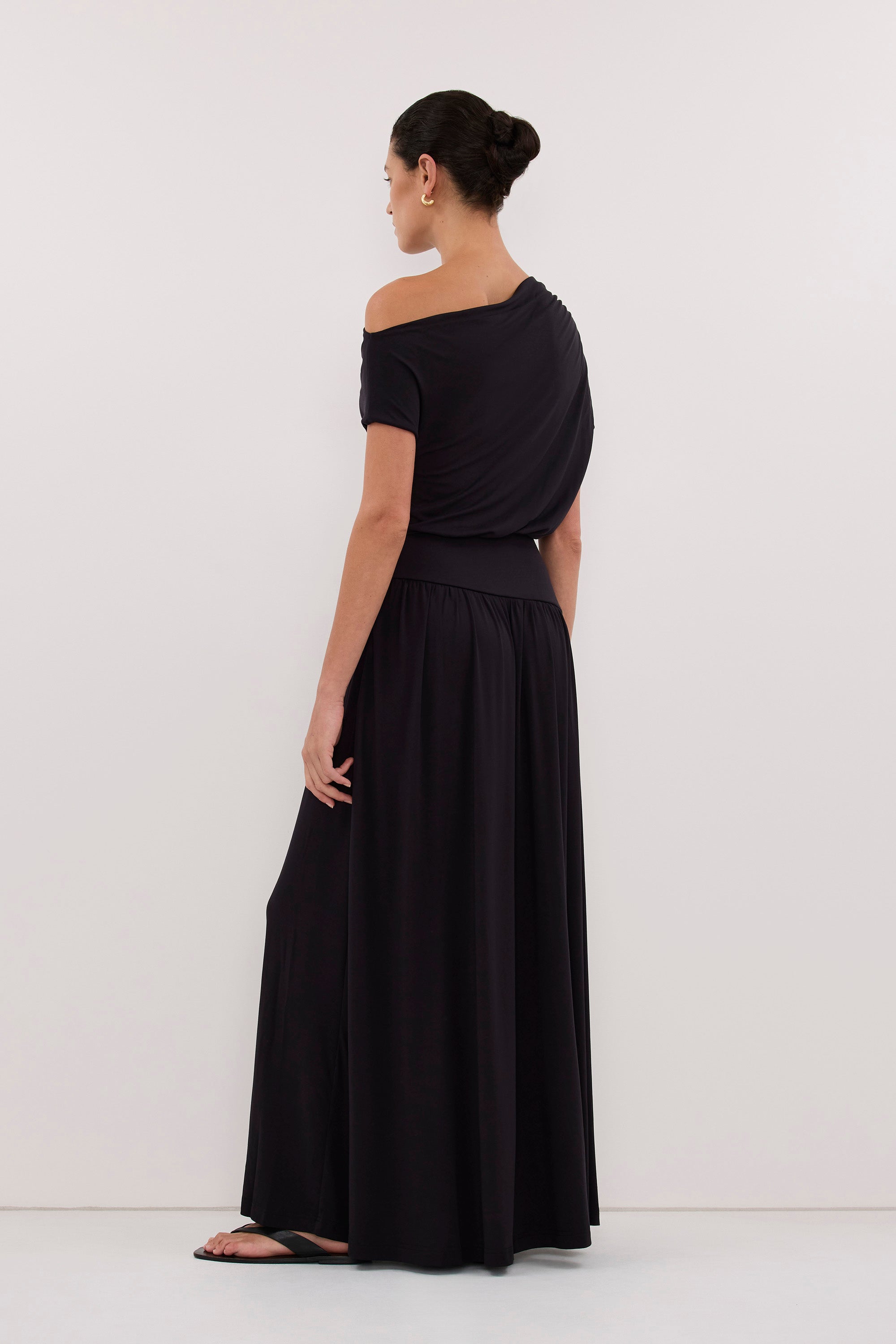 ELSIE BLACK MODAL ASYM MAXI DRESS