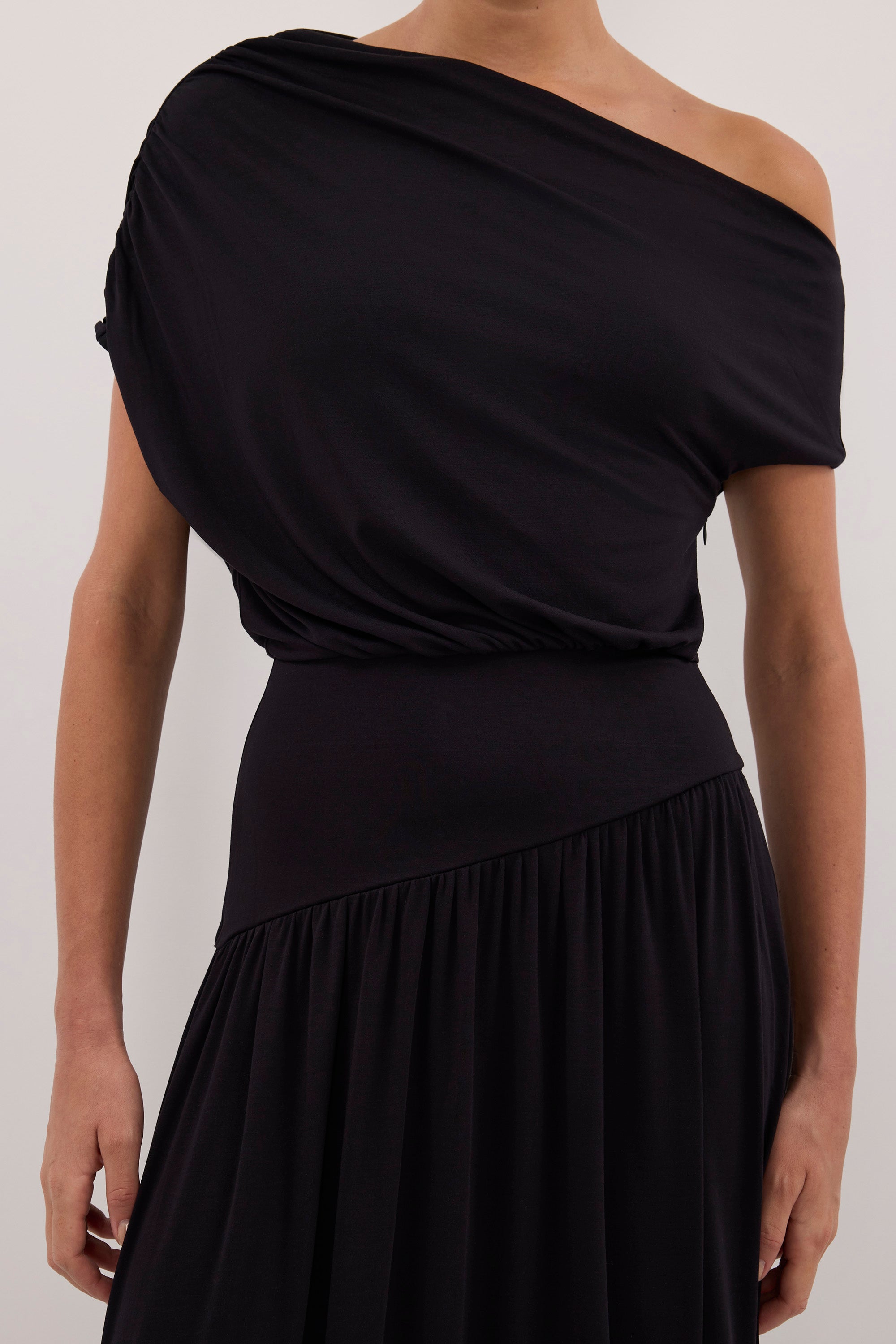 ELSIE BLACK MODAL ASYM MAXI DRESS