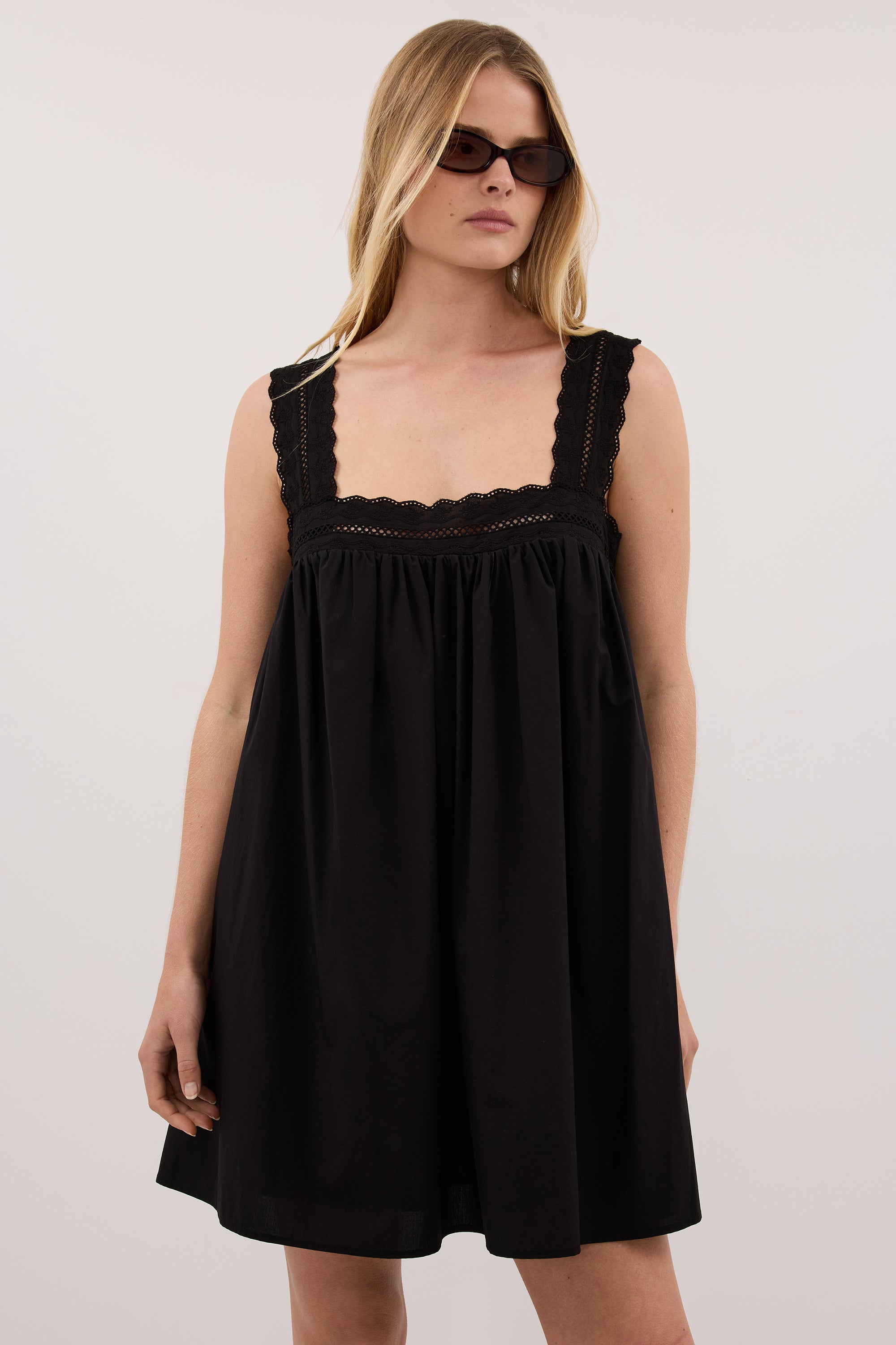 MIRANDA BLACK LACE TRIM MINI DRESS – DISSH