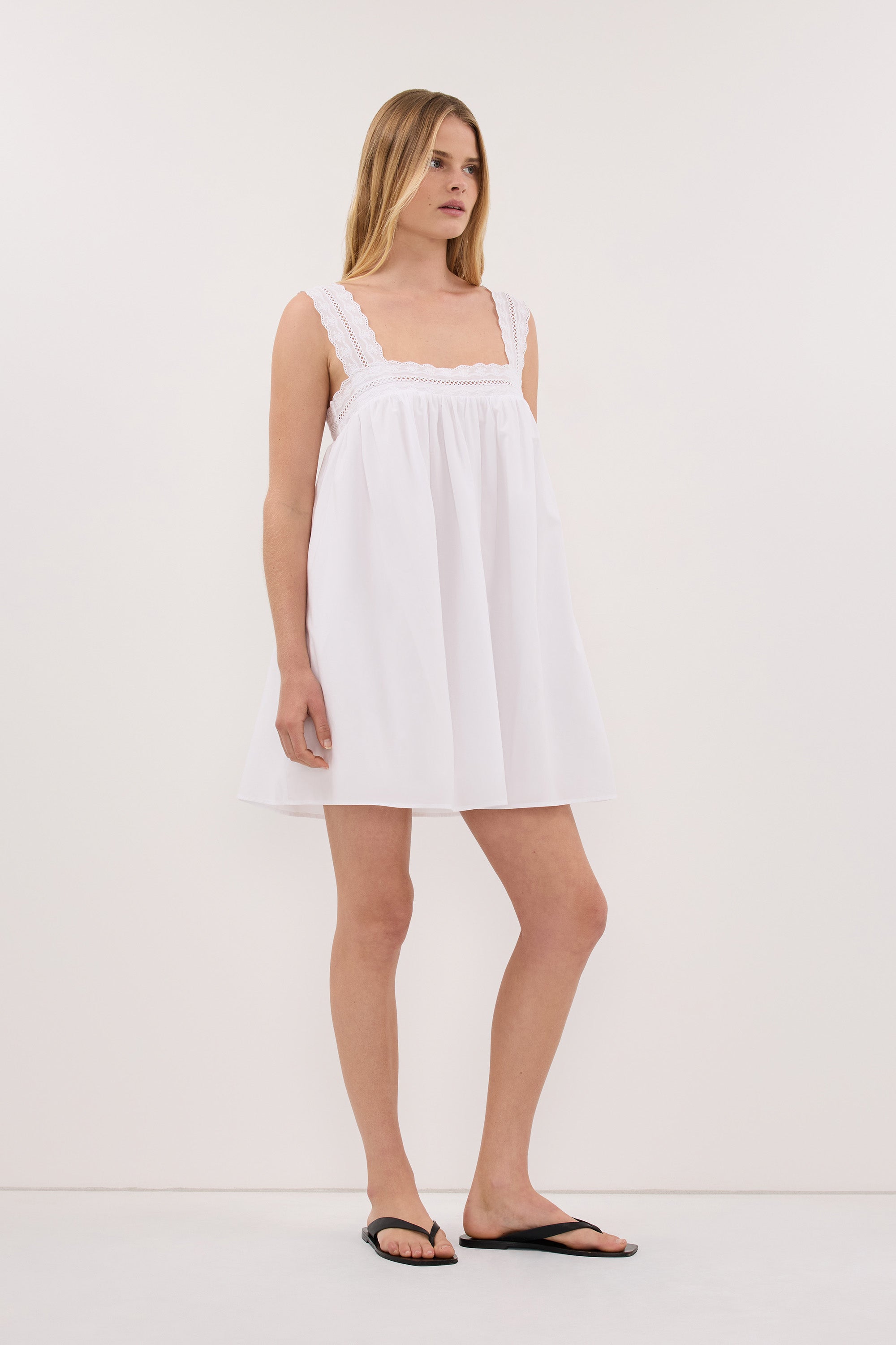 MIRANDA WHITE LACE TRIM MINI DRESS – DISSH