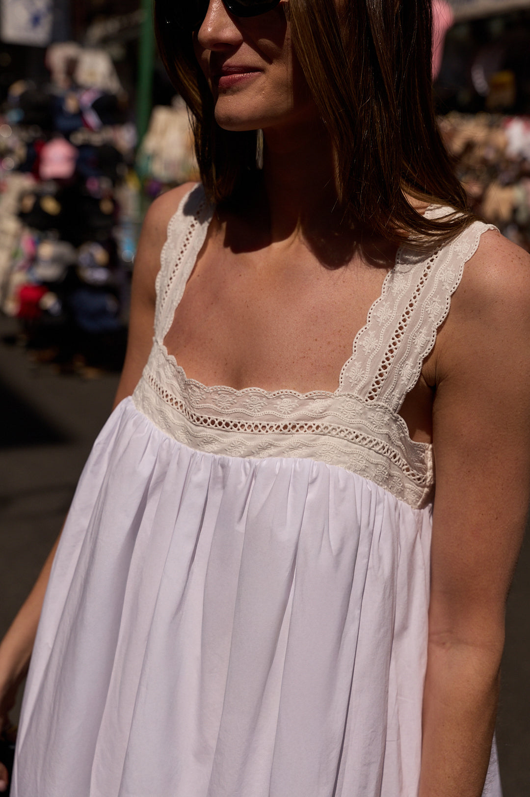 MIRANDA WHITE LACE TRIM MINI DRESS