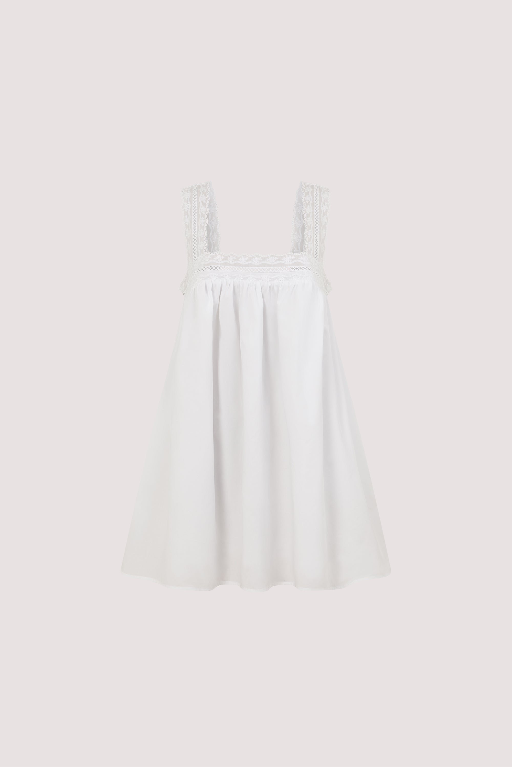 MIRANDA WHITE LACE TRIM MINI DRESS