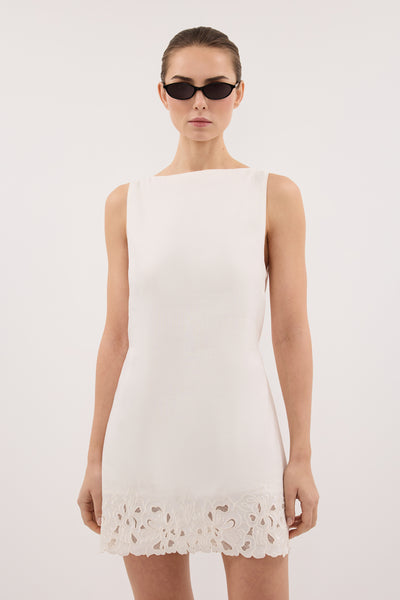 Stas wearing ZARIA OFF WHITE MINI DRESS