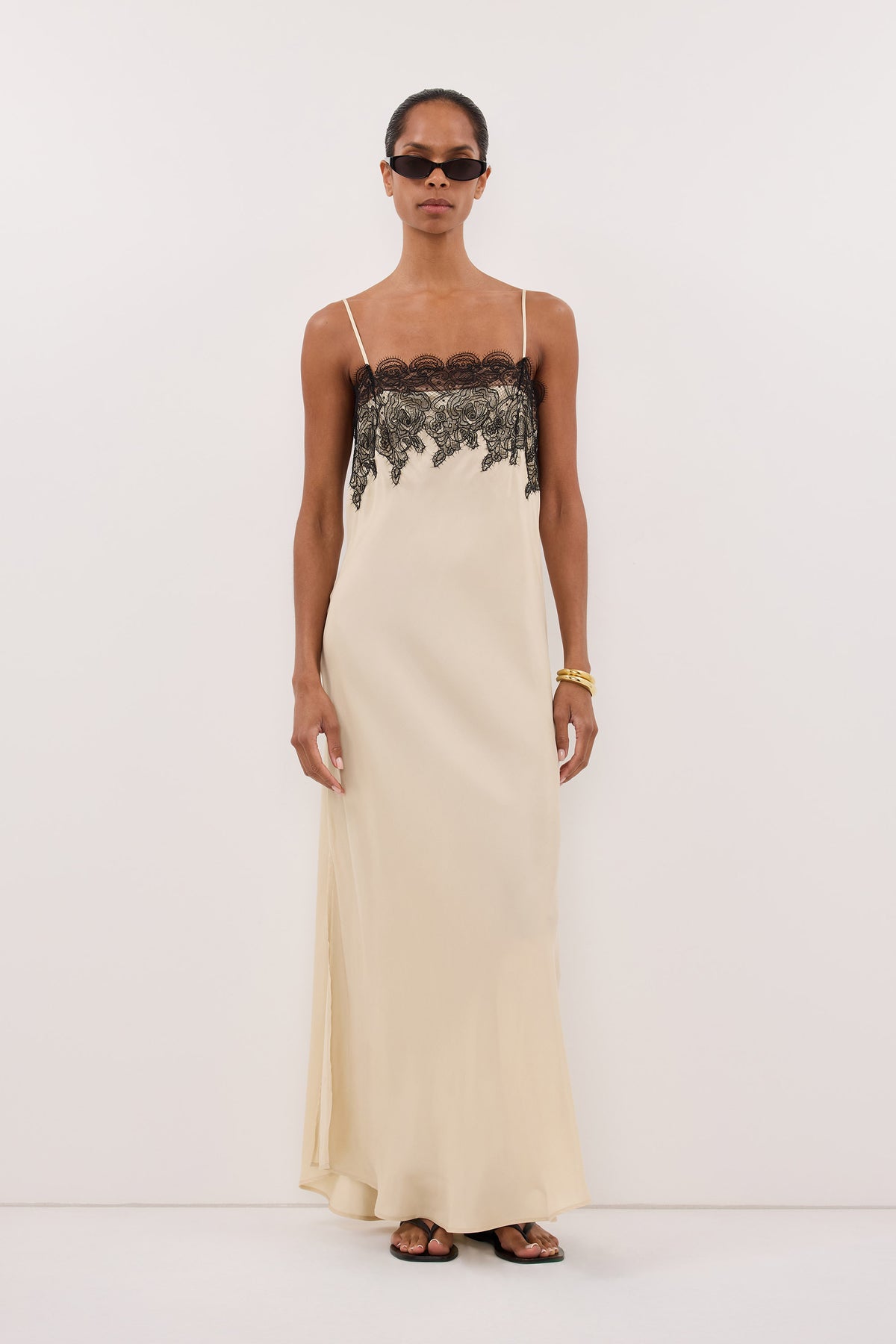 dissh beige dress Mina Cupro Lace Sleeveless Midi in Straw By Girls Pink Party Dress Scoop neckline featuring bind Size:31 collect_AW25-M