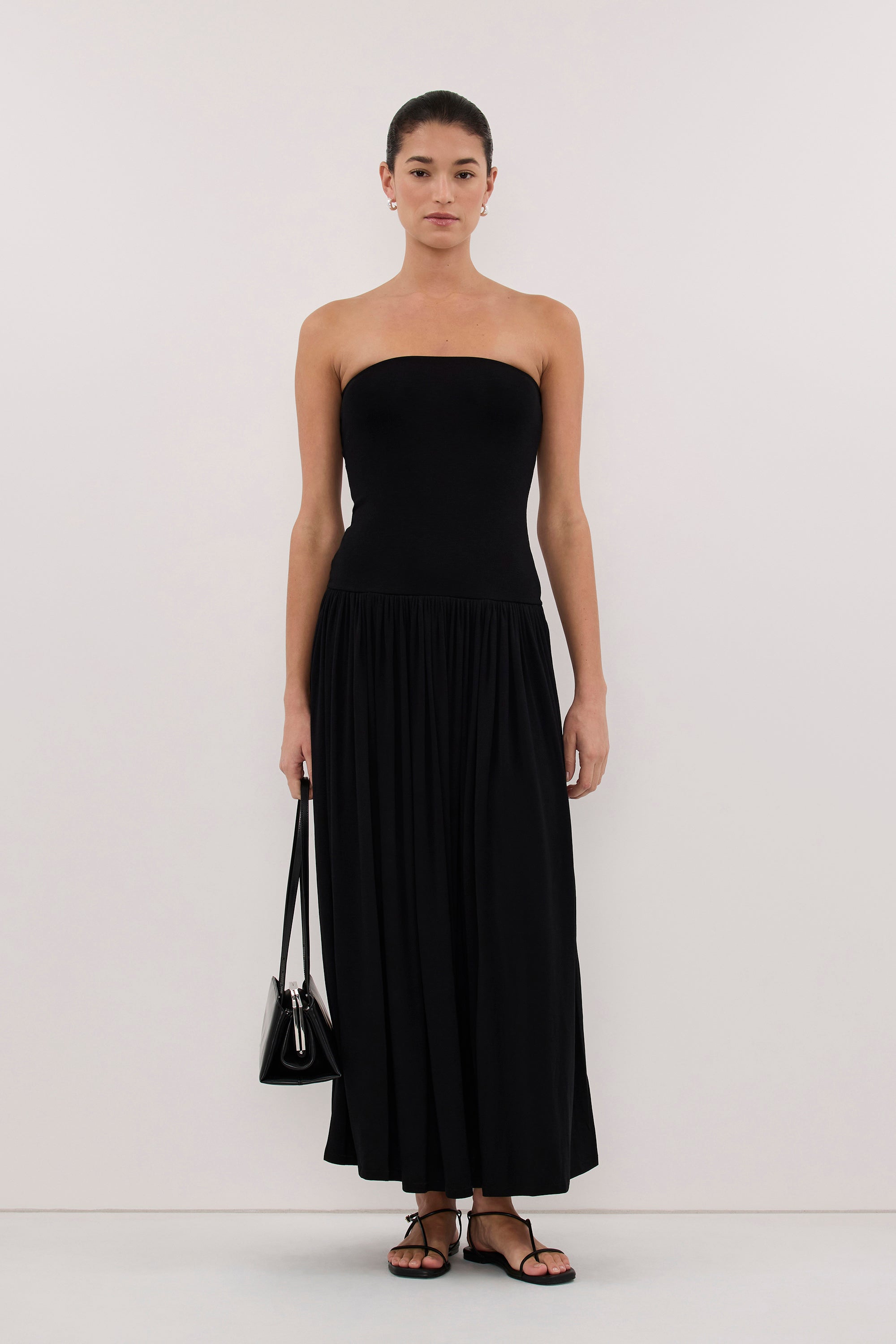 AVEN BLACK BANDEAU MAXI DRESS