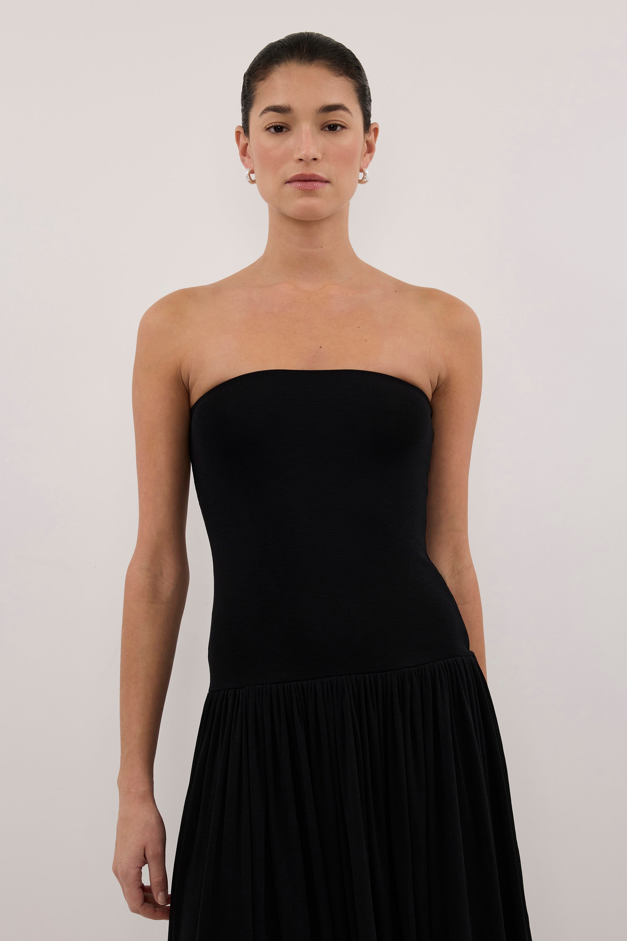 AVEN BLACK BANDEAU MAXI DRESS