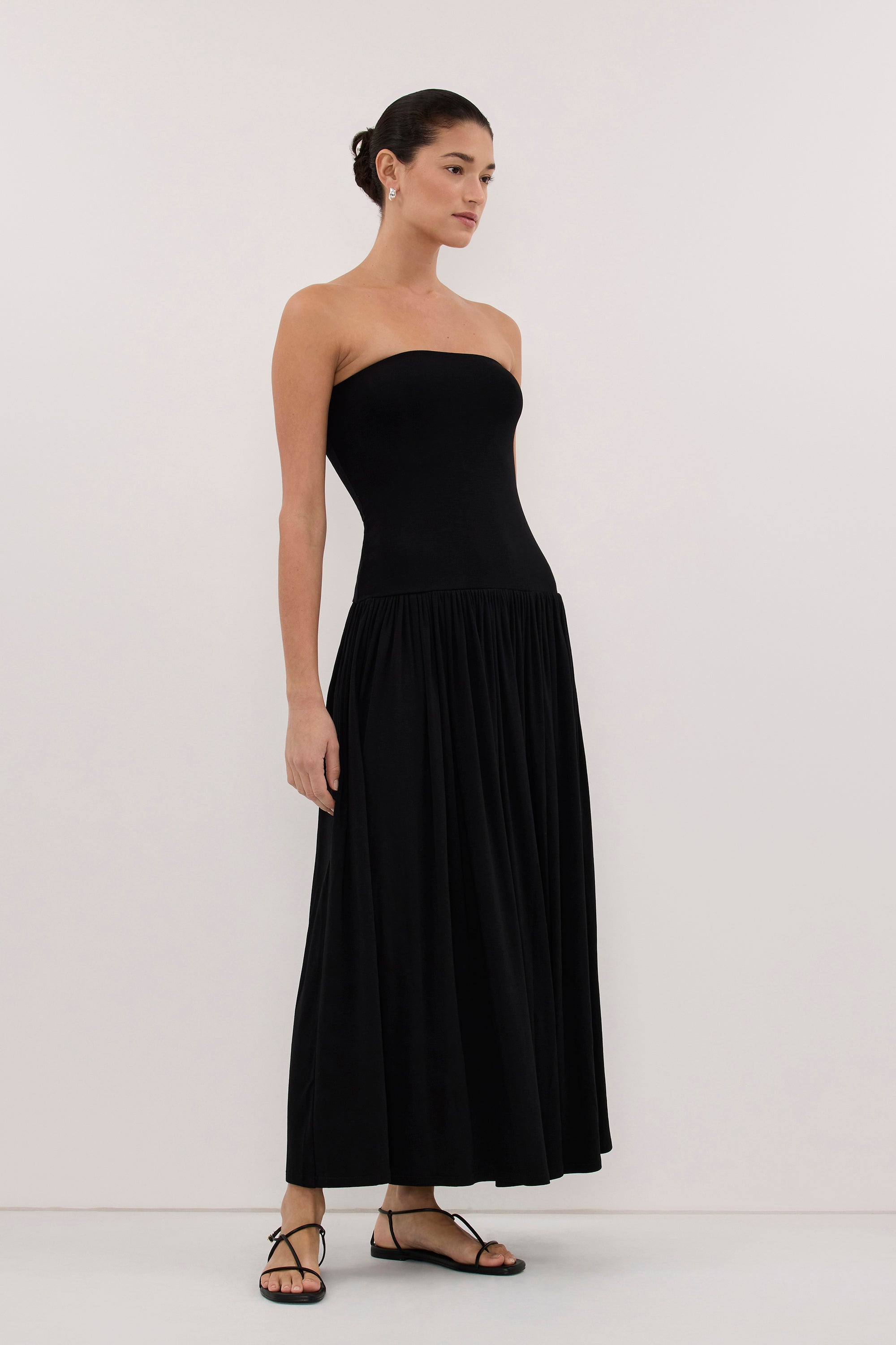 AVEN BLACK BANDEAU MAXI DRESS