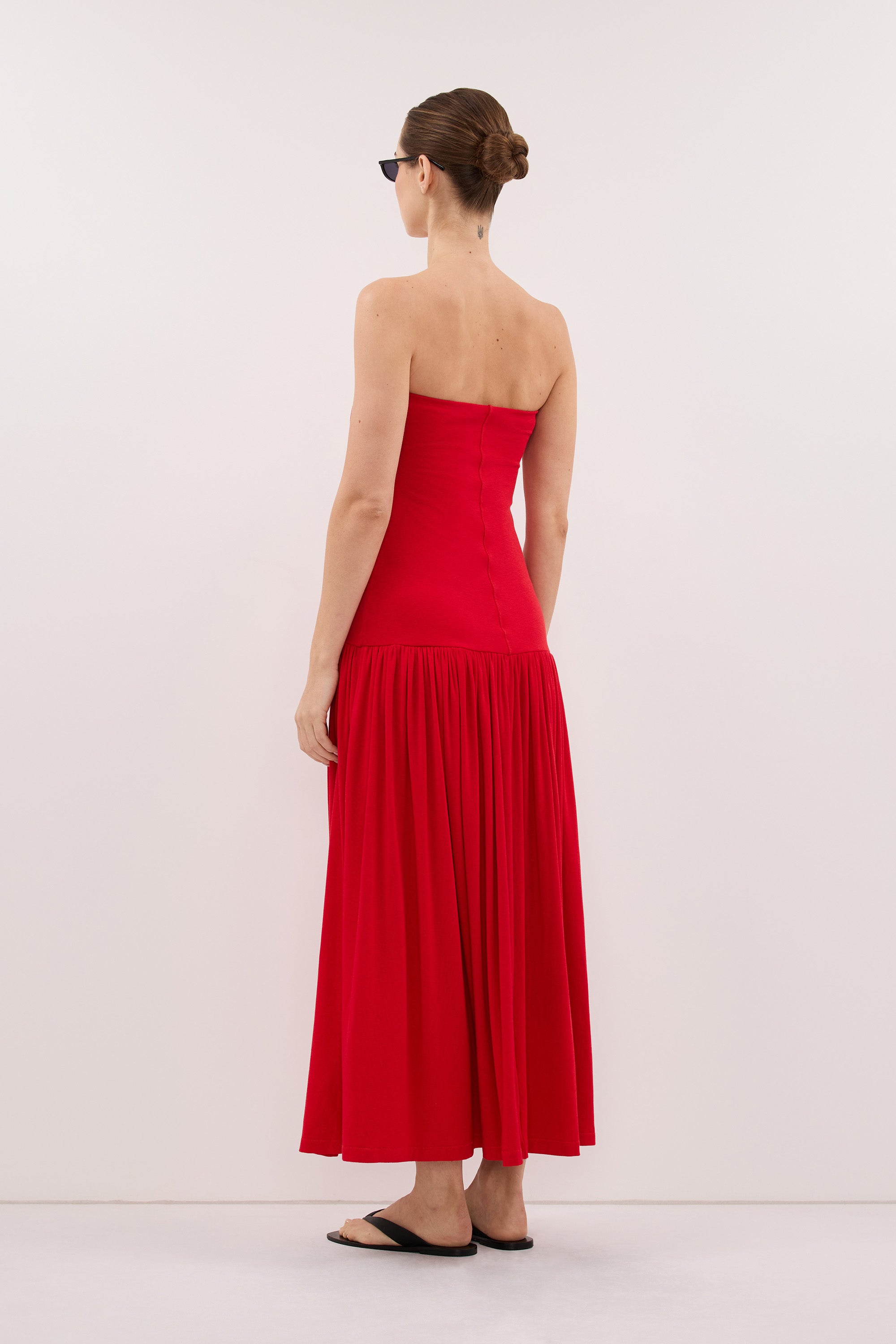 AVEN RED BANDEAU MAXI DRESS - PRE ORDER