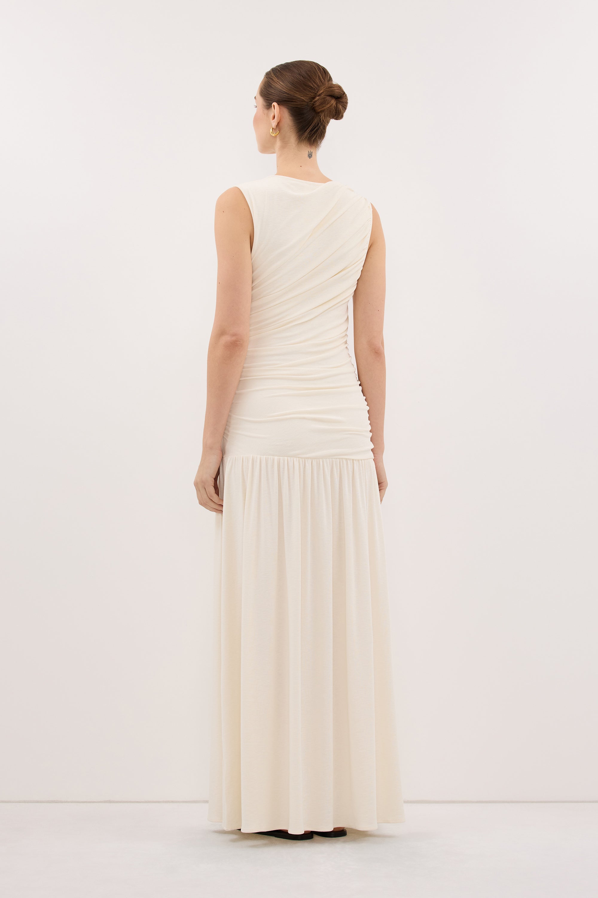 LOLA CREAM RUCHED MAXI DRESS
