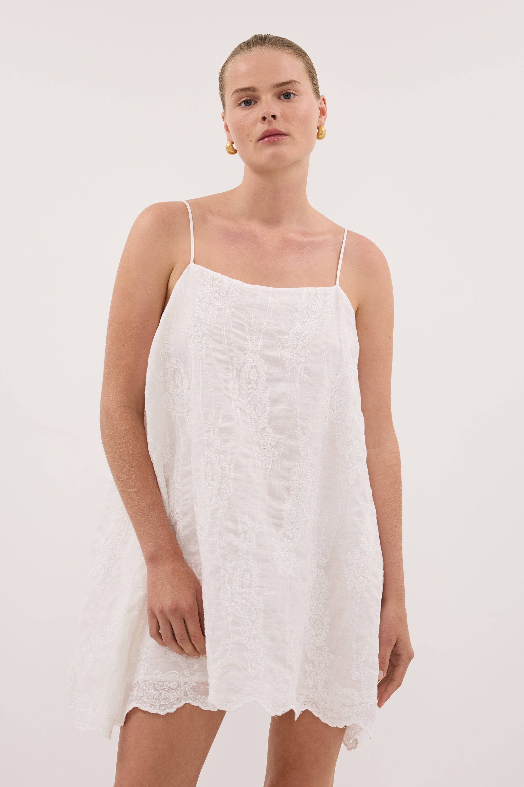 CORDELIA WHITE RAMIE MINI DRESS