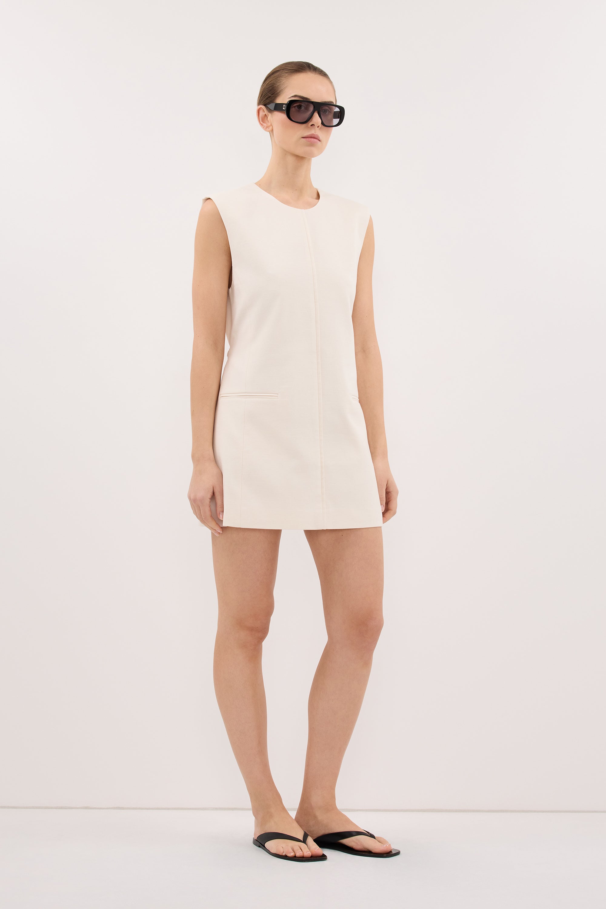 CAMILLE CREAM TWILL MINI DRESS