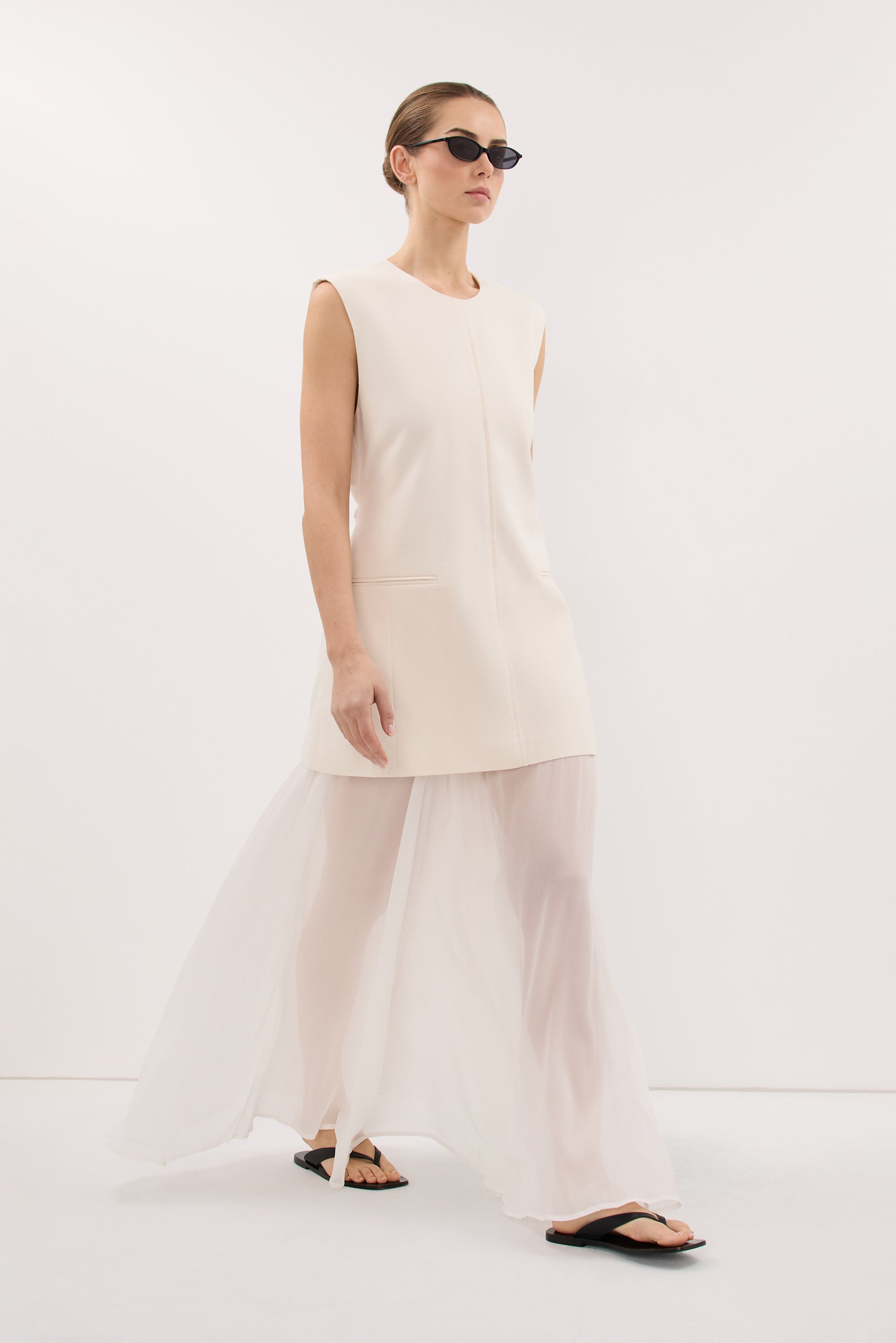 CAMILLE CREAM TWILL MINI DRESS
