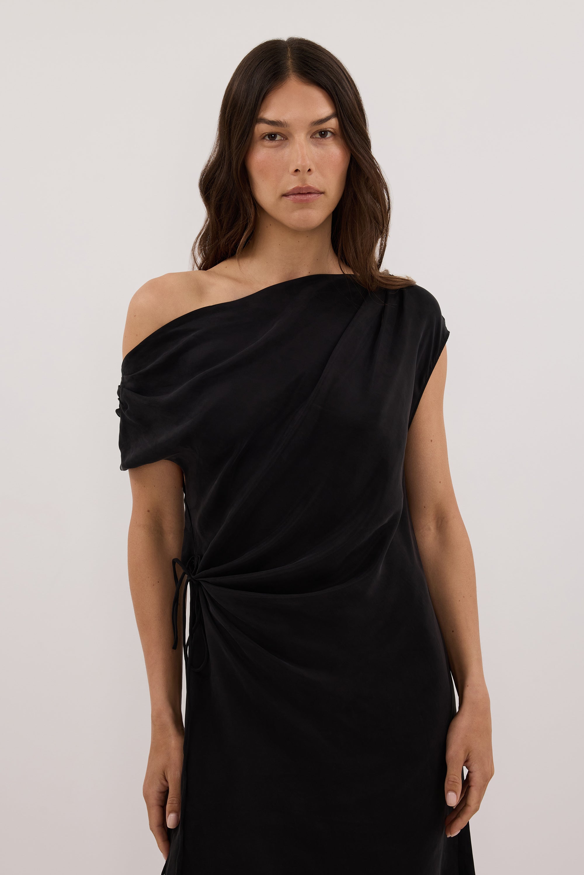 BLAISE BLACK CUPRO MINI DRESS