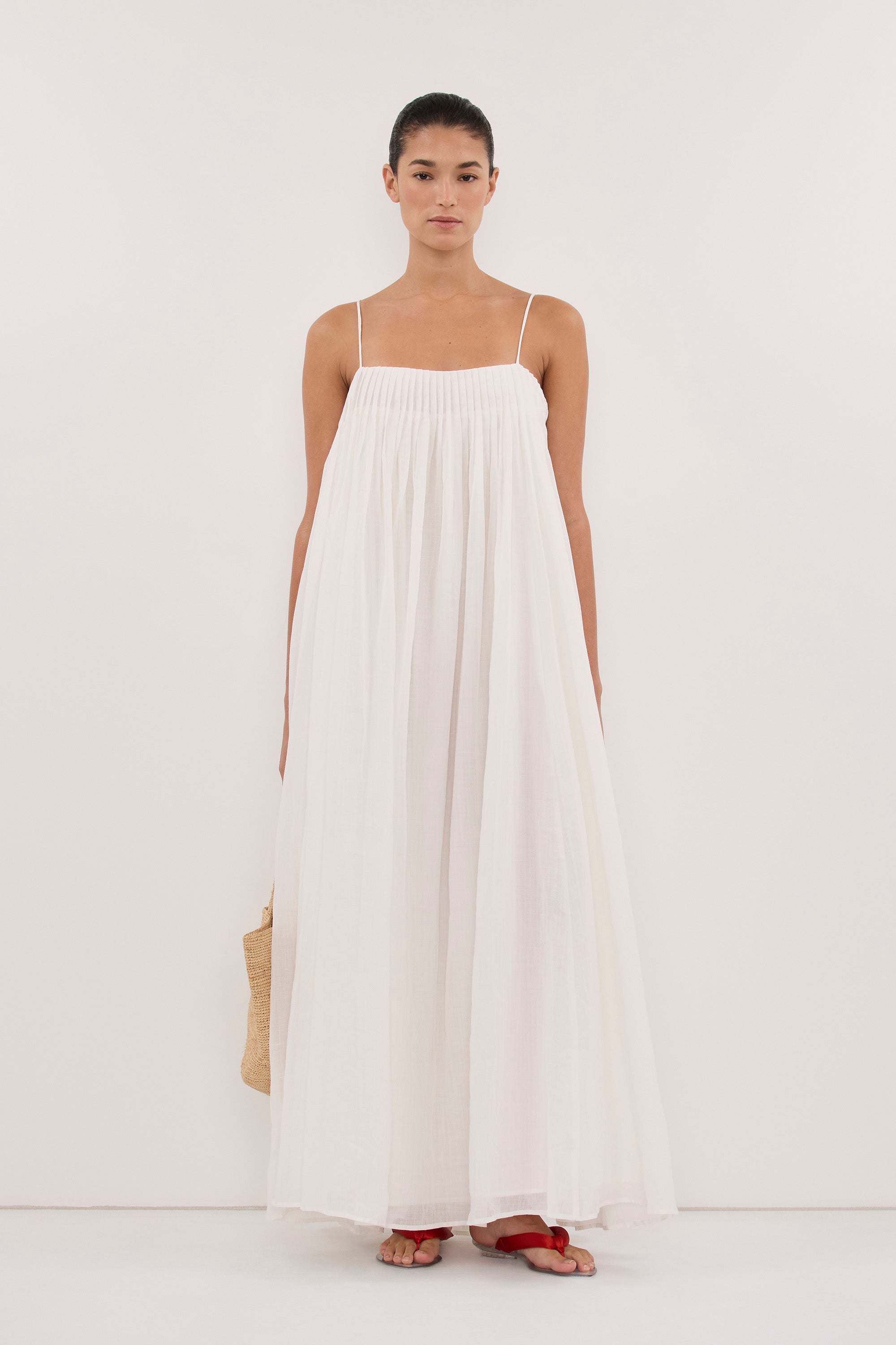 JOSEPHINE WHITE RAMIE MIDI DRESS