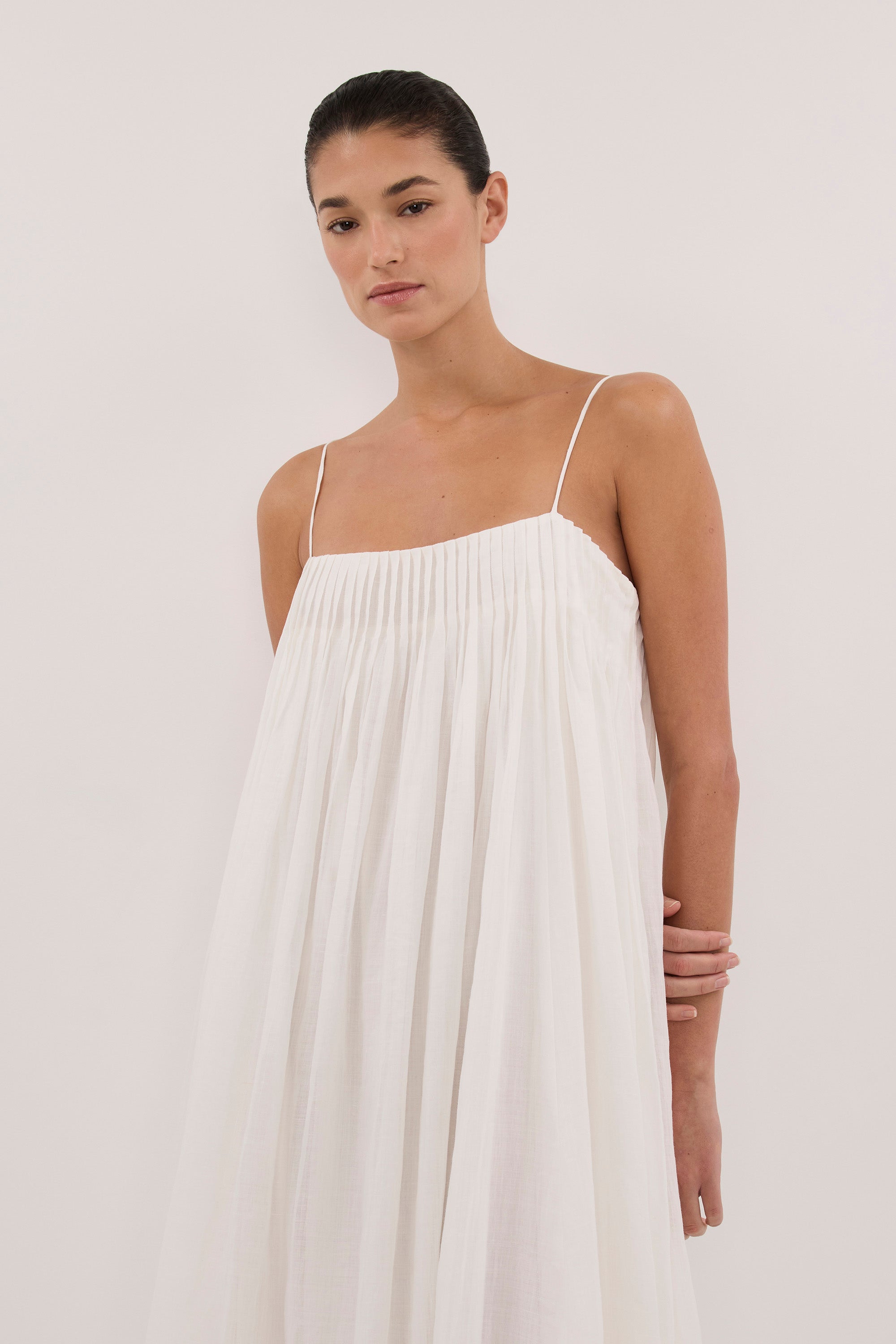 JOSEPHINE WHITE RAMIE MIDI DRESS