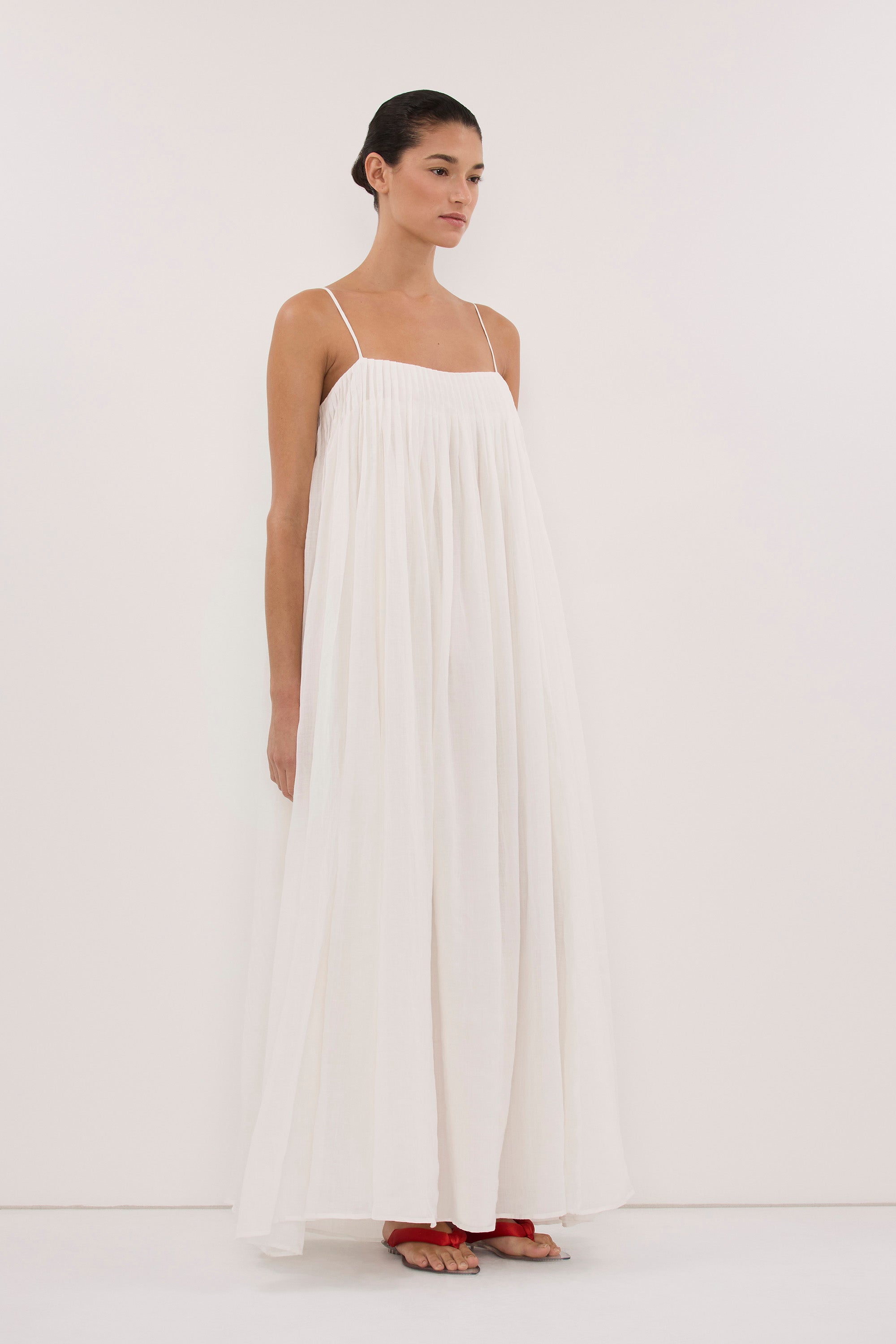 JOSEPHINE WHITE RAMIE MIDI DRESS