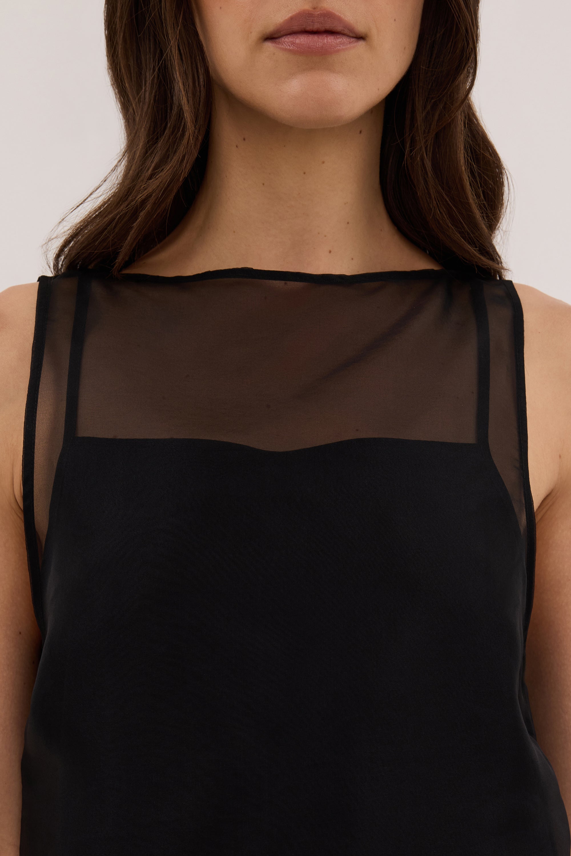 SIAN BLACK SILK ORGANZA MINI DRESS